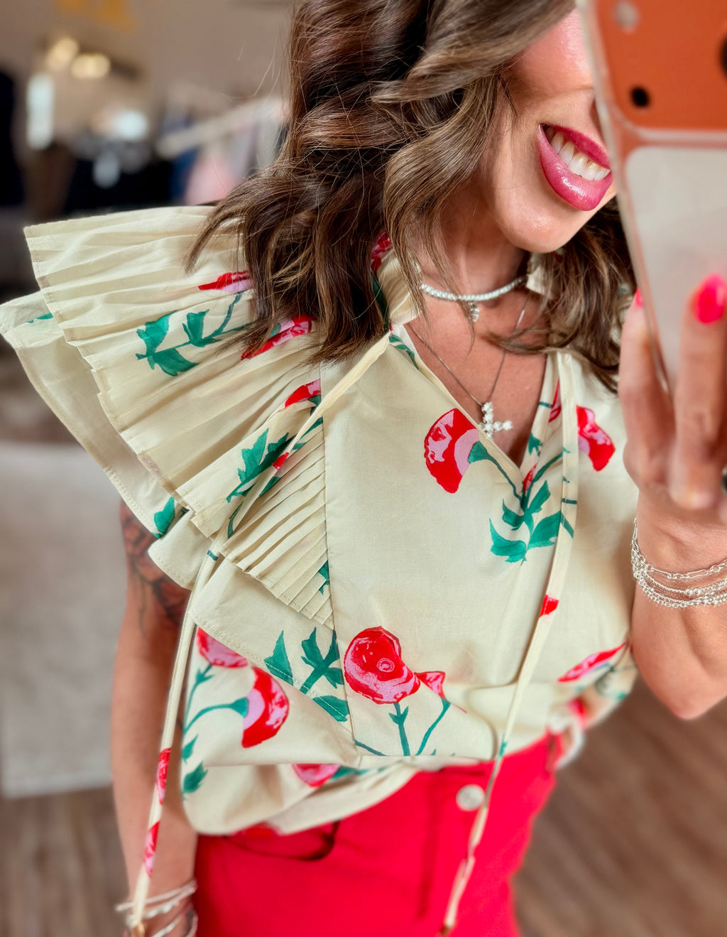 Peony Please Flutter Sleeve Blouse