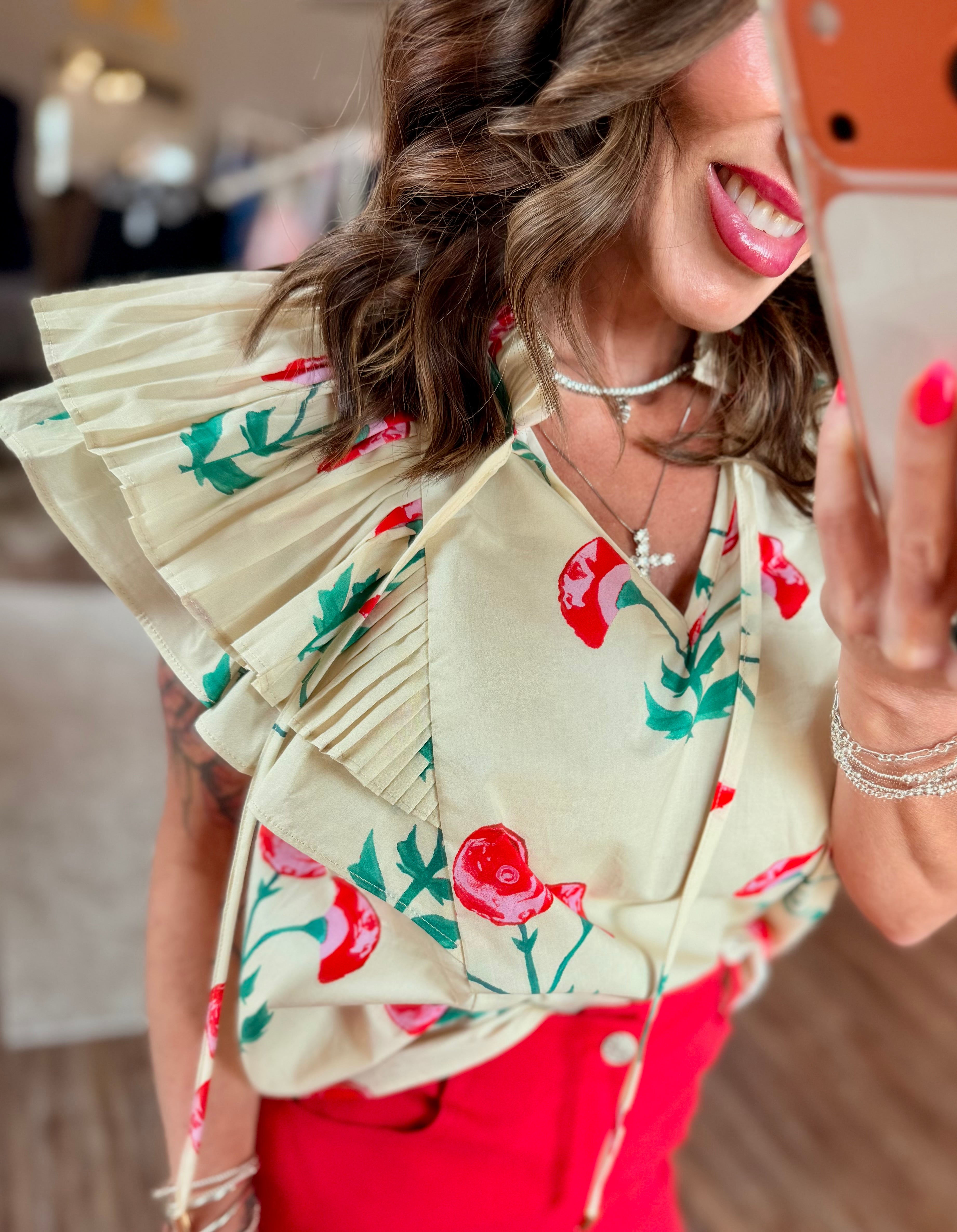 Peony Please Flutter Sleeve Blouse