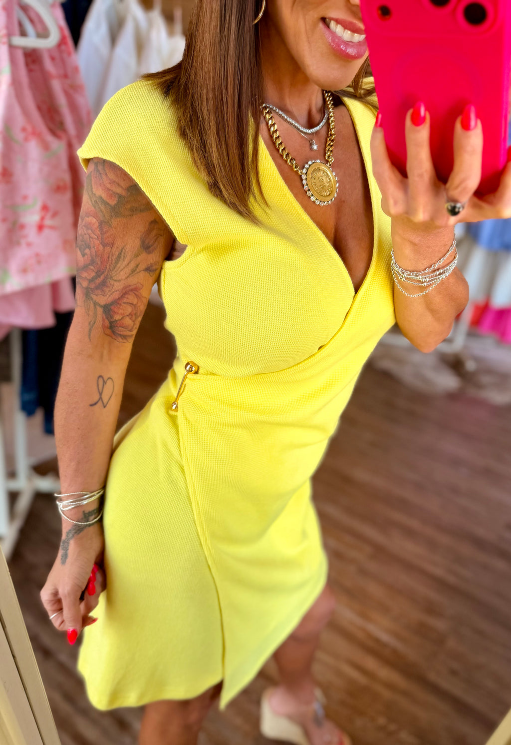 Wild Daisy Yellow Wrap Dress