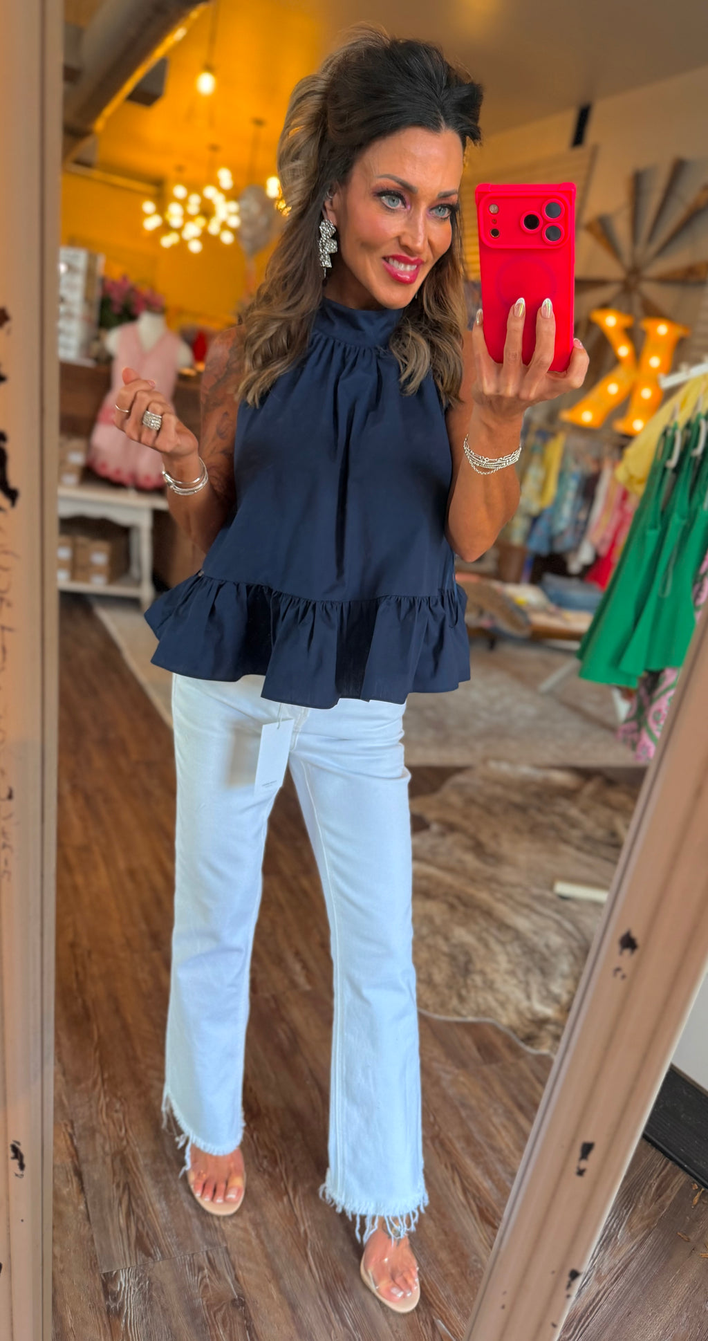 Halter Baby Doll Blouse in Navy