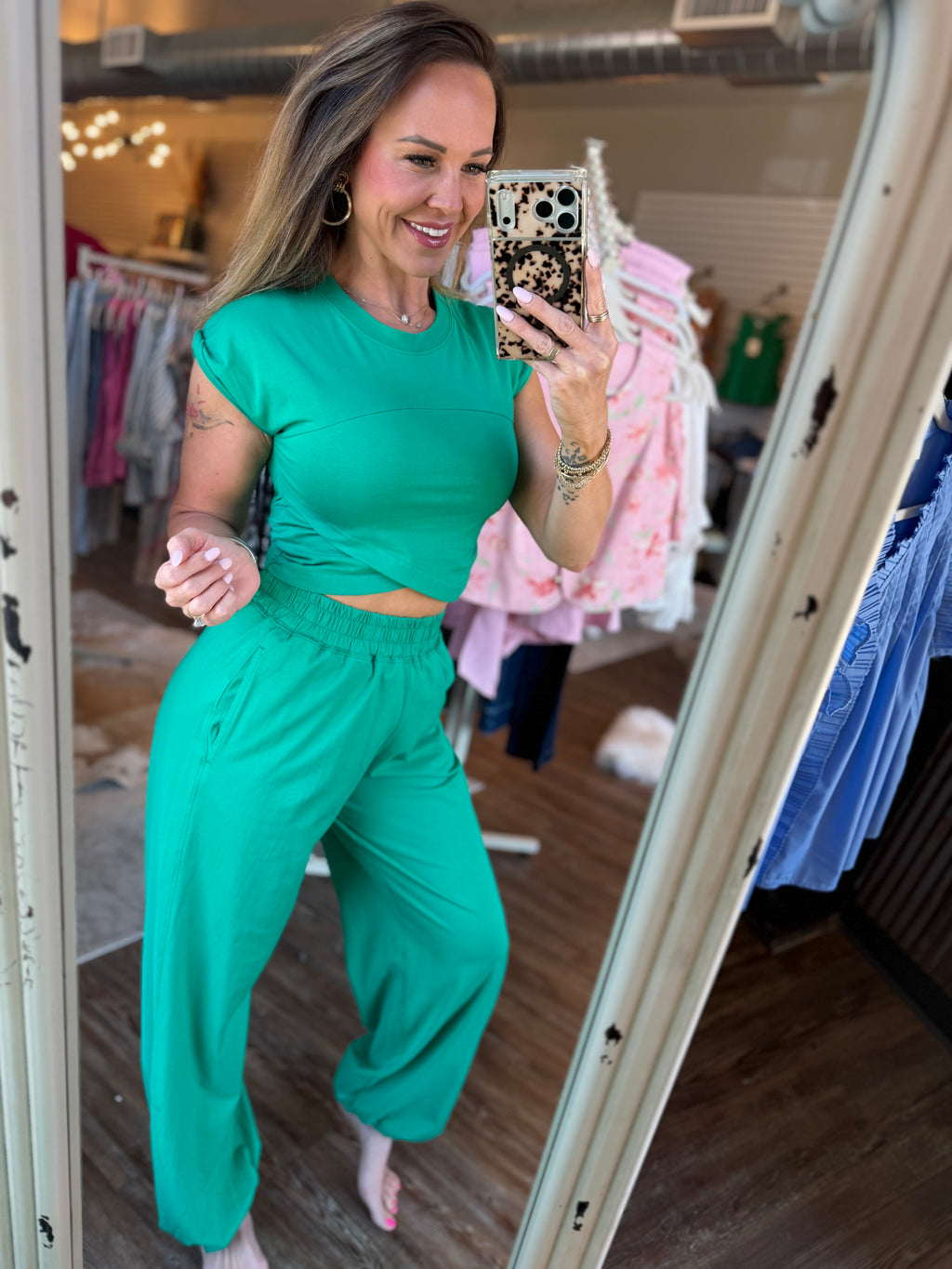 Dreamin of Geenie Pant Set in Emerald