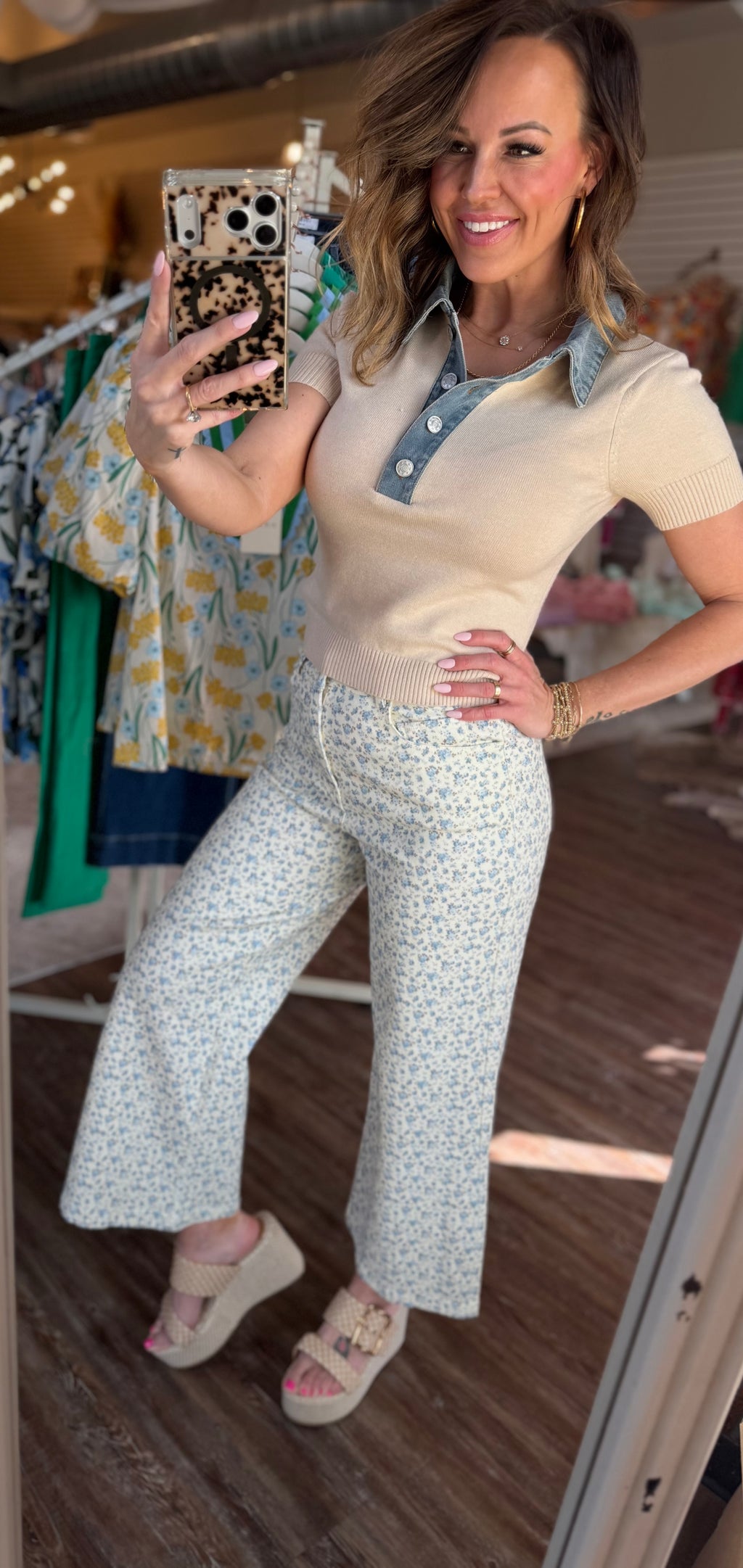 Denim Pop of Collar Top