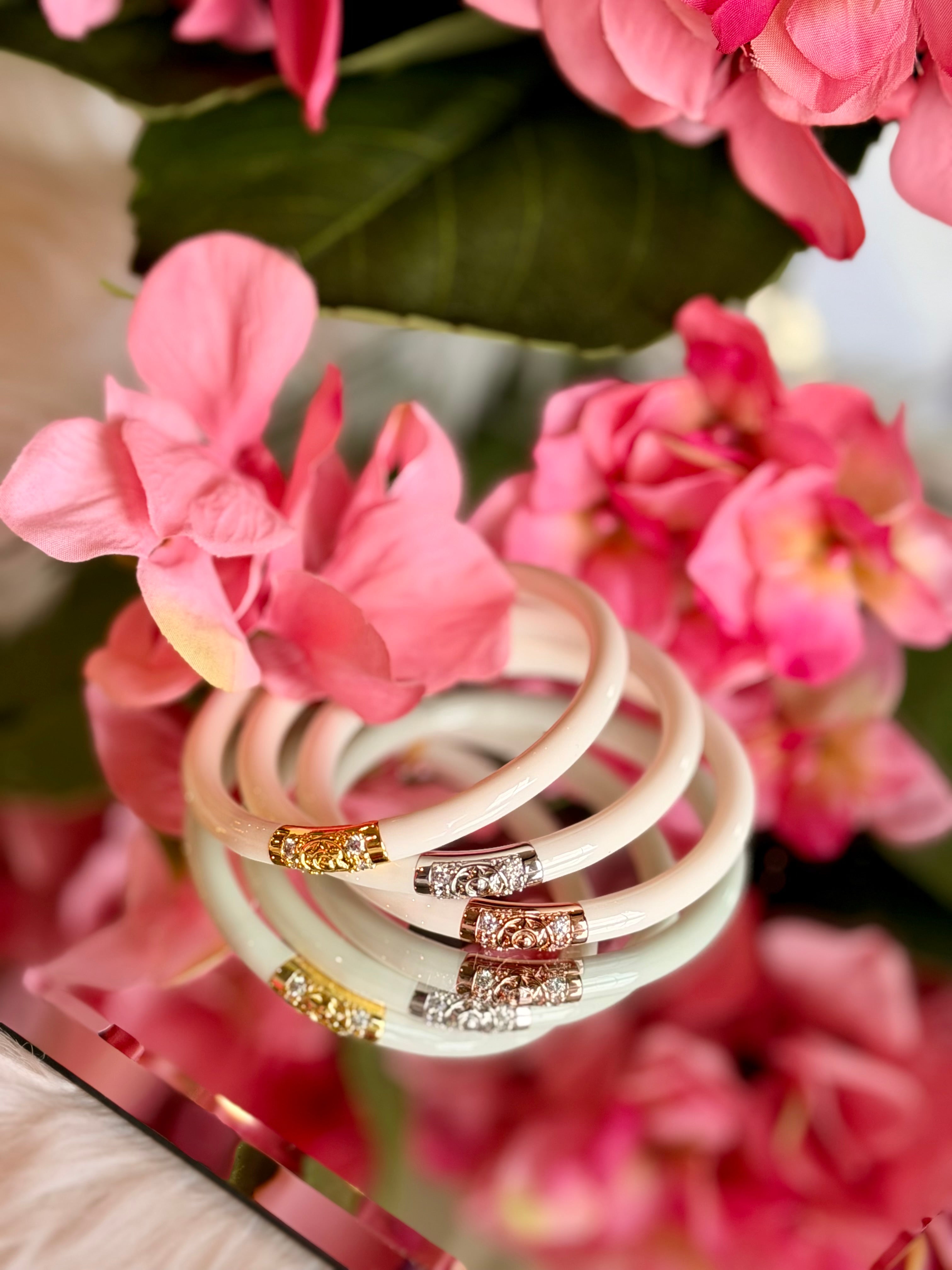 BuDhaGirl Three Kings All Weather Bangles (3) in White