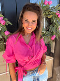 Gimme Personality Tie Waist Blouse in Pink