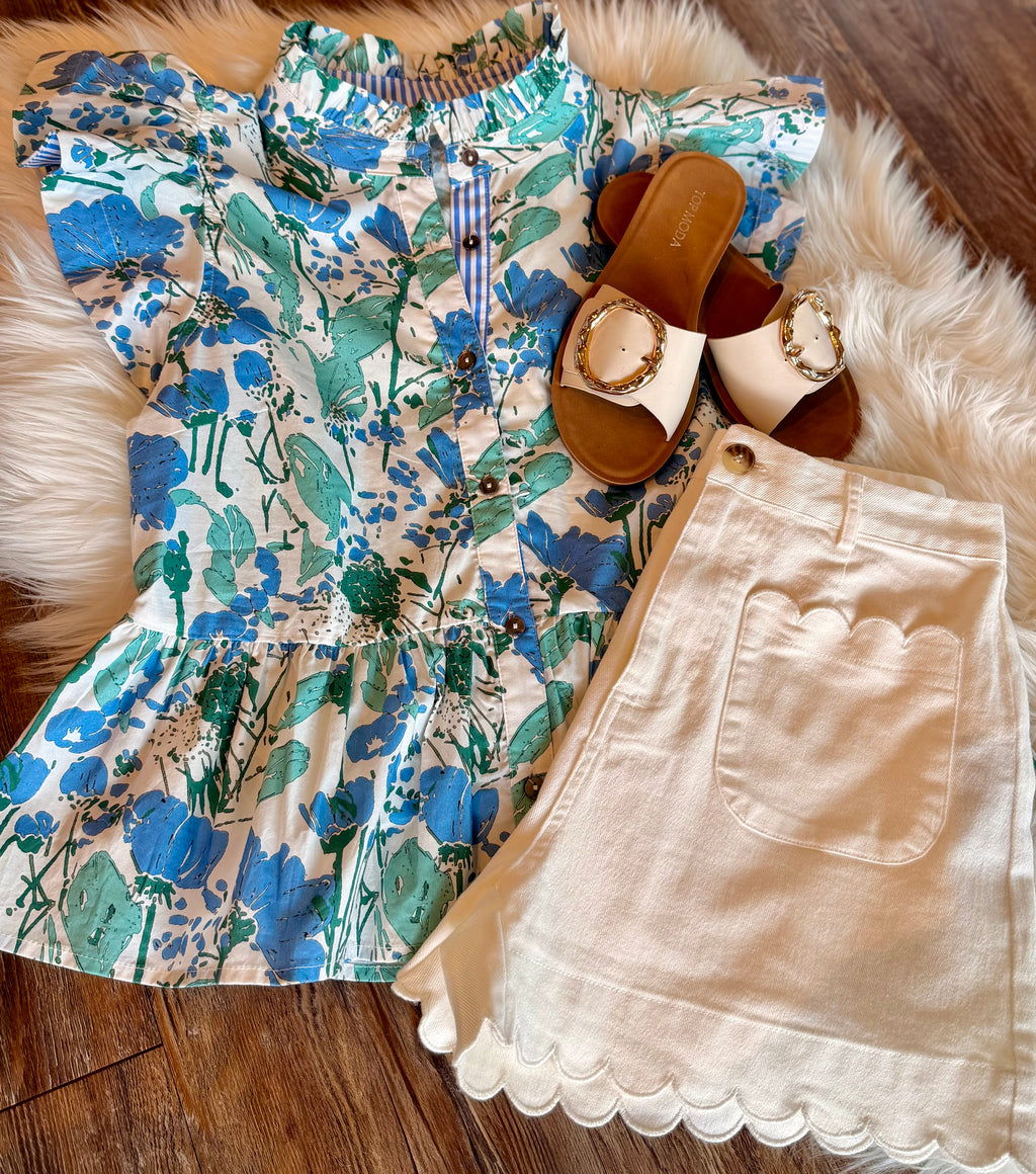 Flutter Ruffle Floral Top
