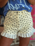 Polka Dot and Lace Shorts in Ivory