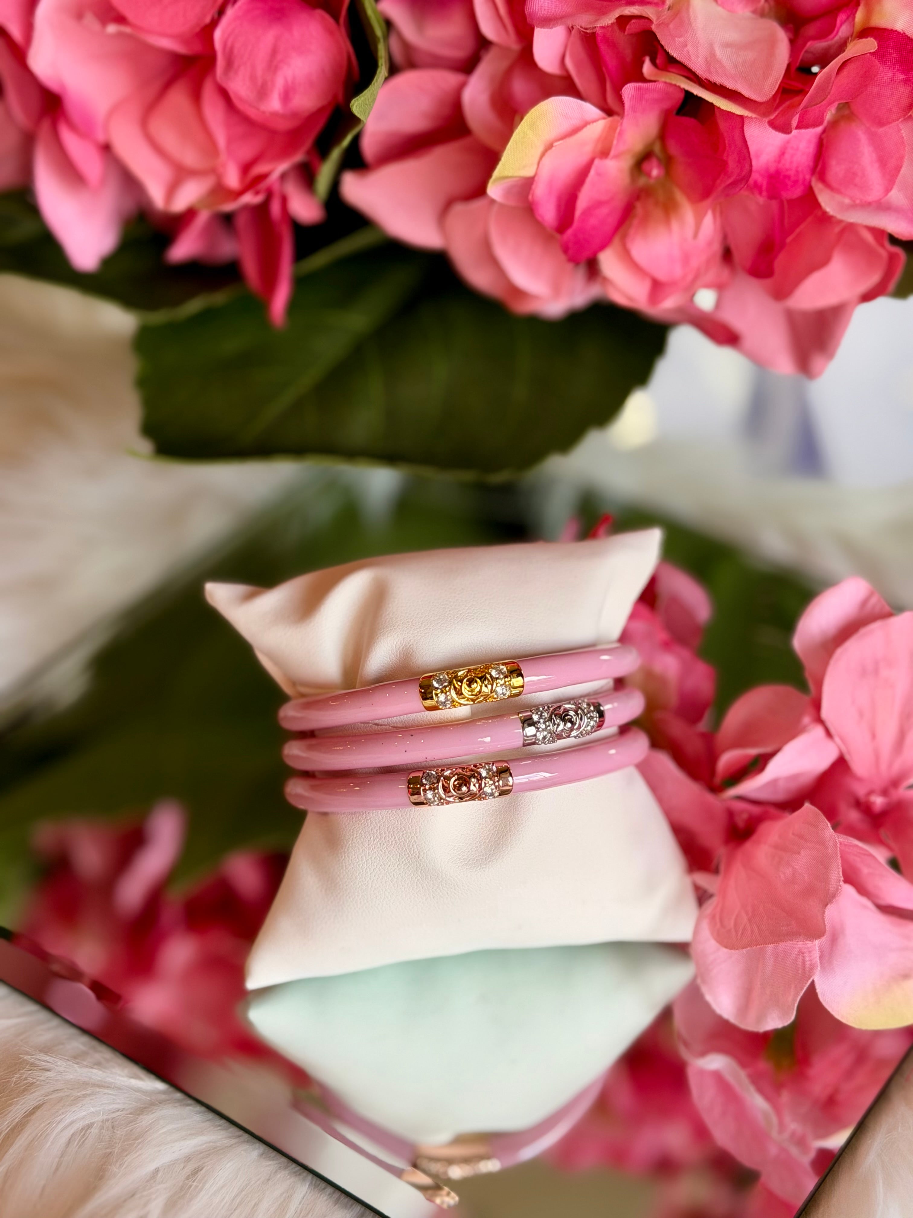 BuDhaGirl Three Kings All Weather Bangles (3) in Pink