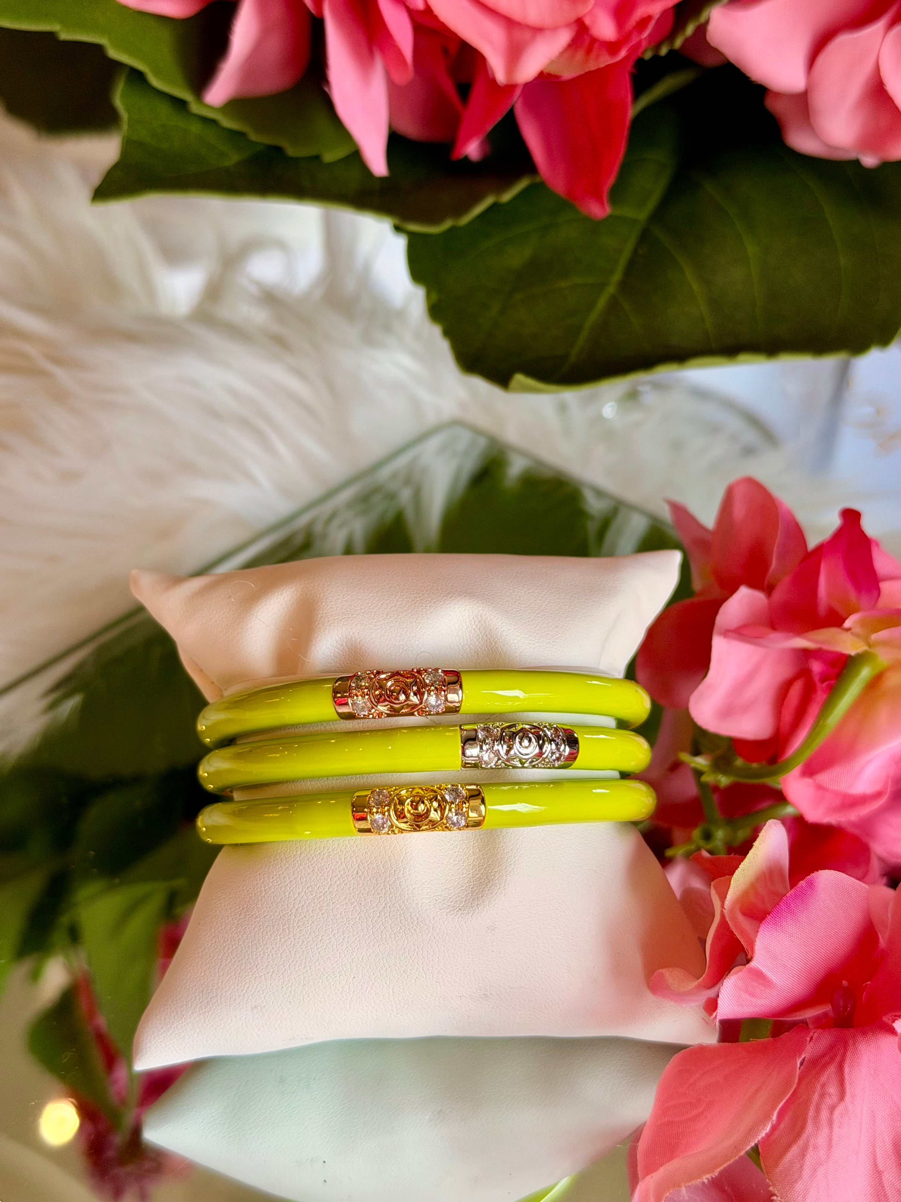 BuDhaGirl Three Kings All Weather Bangles (3) in Wasabi