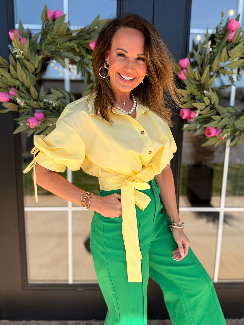 Gimme Personality Tie Waist Blouse in Pink