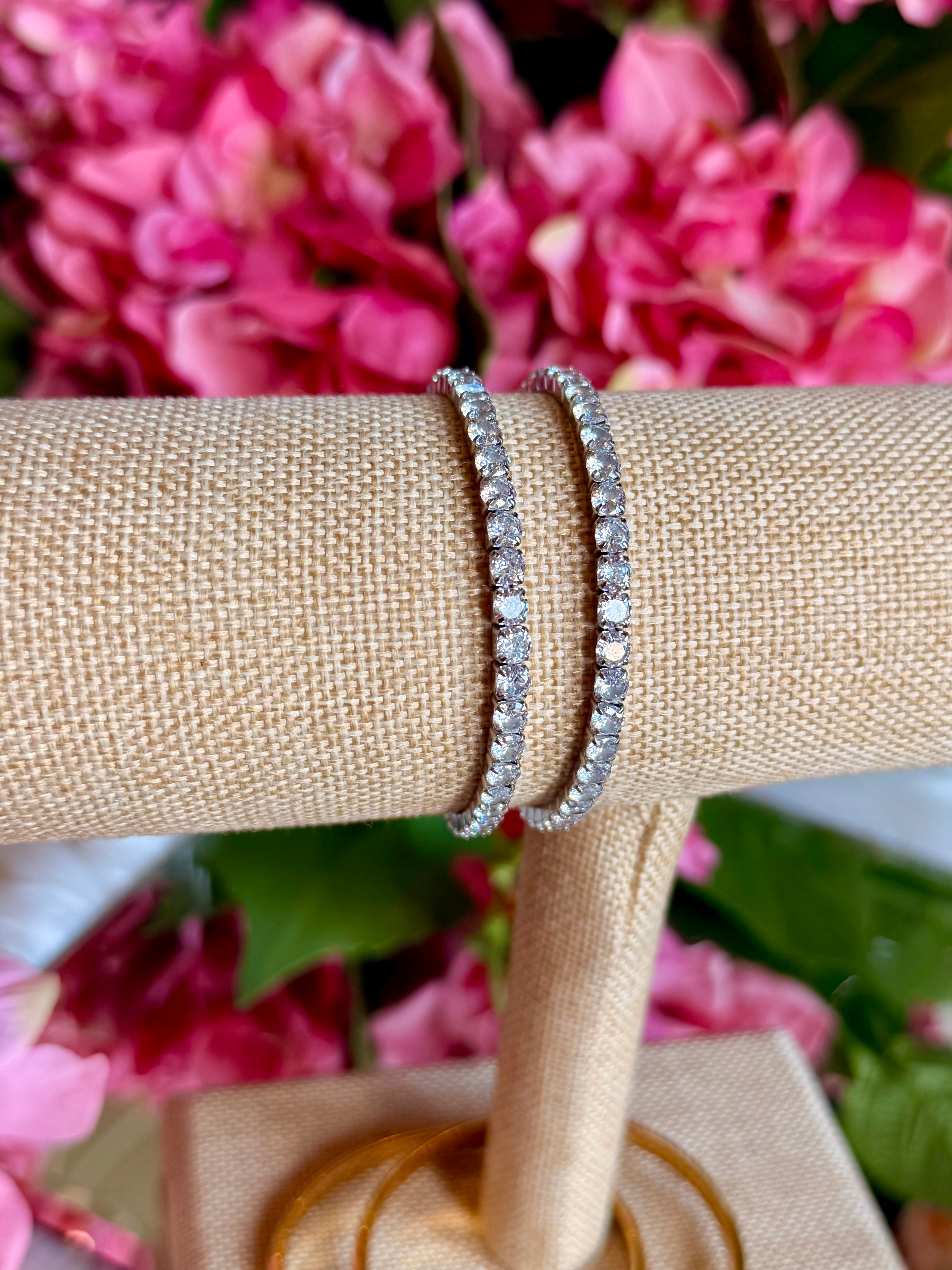 CHANSUTT Rhinestone Stretch Tennis Bracelet in Silver
