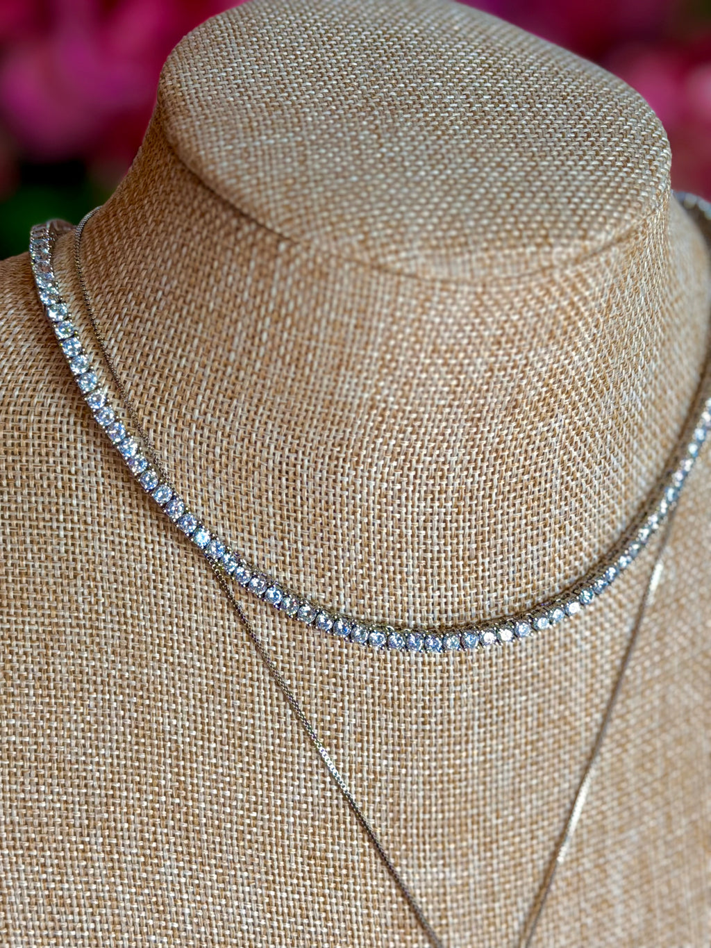 Landman Rhinestone Collar Necklace SILVER
