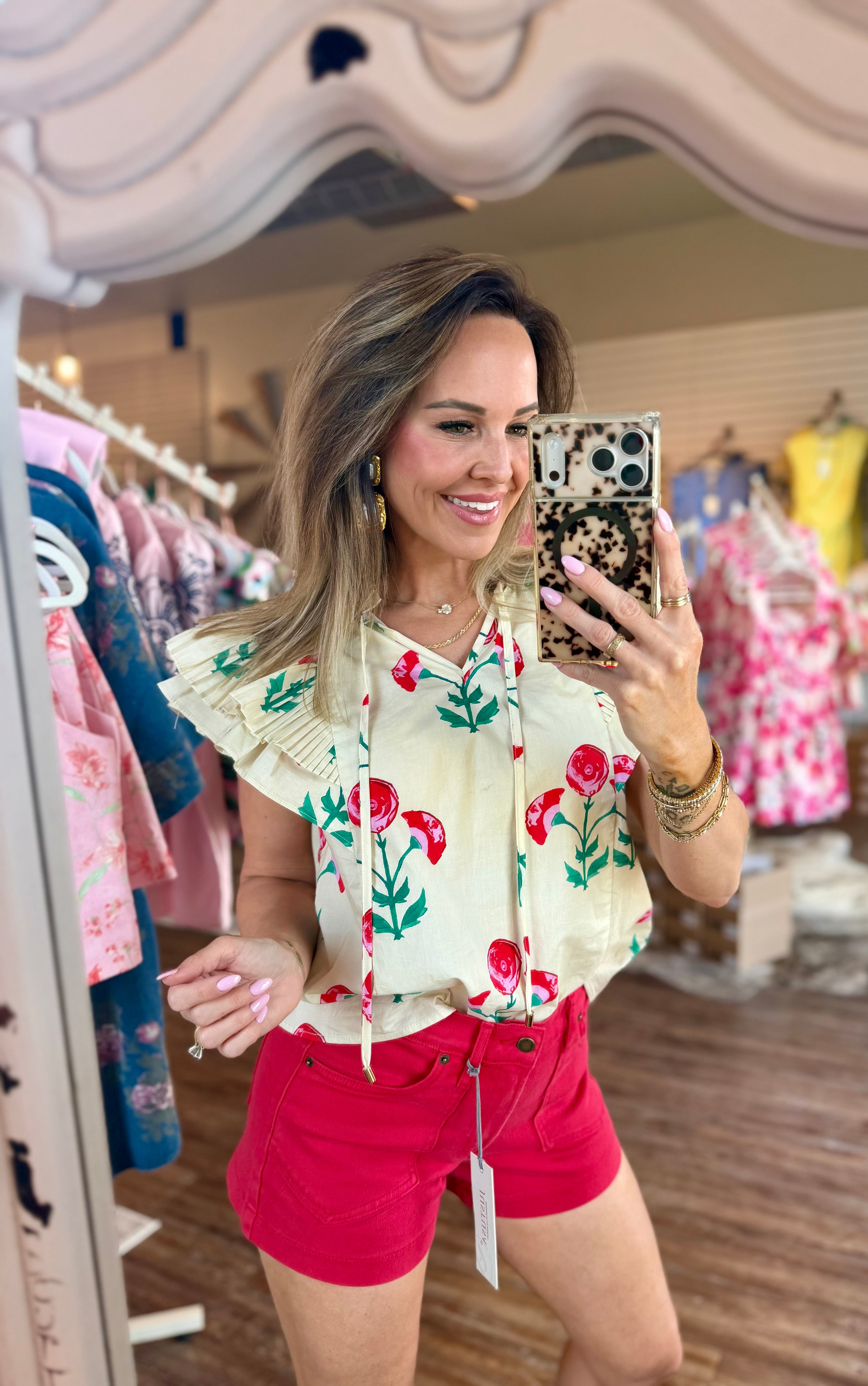 Peony Please Flutter Sleeve Blouse