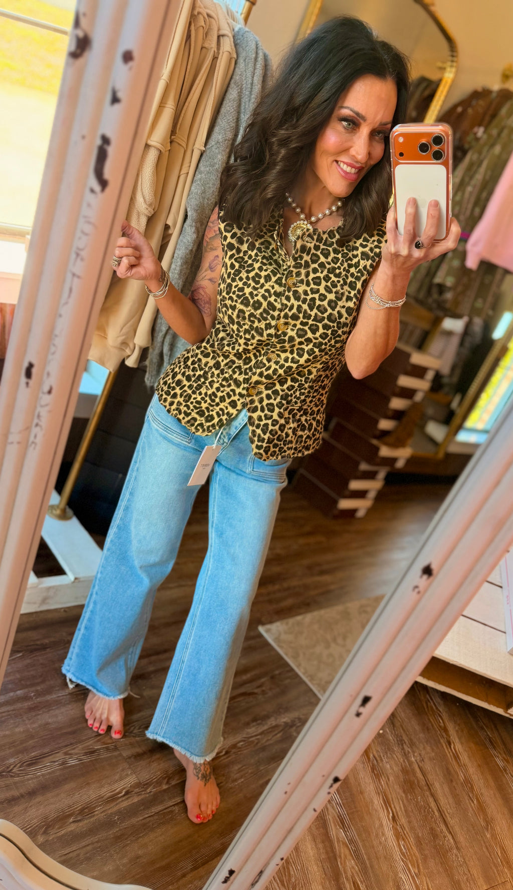 Leopard Denim Vest