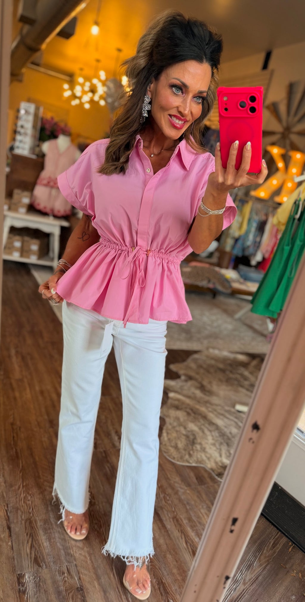 Pretty in Peplum Drawstring Blouse