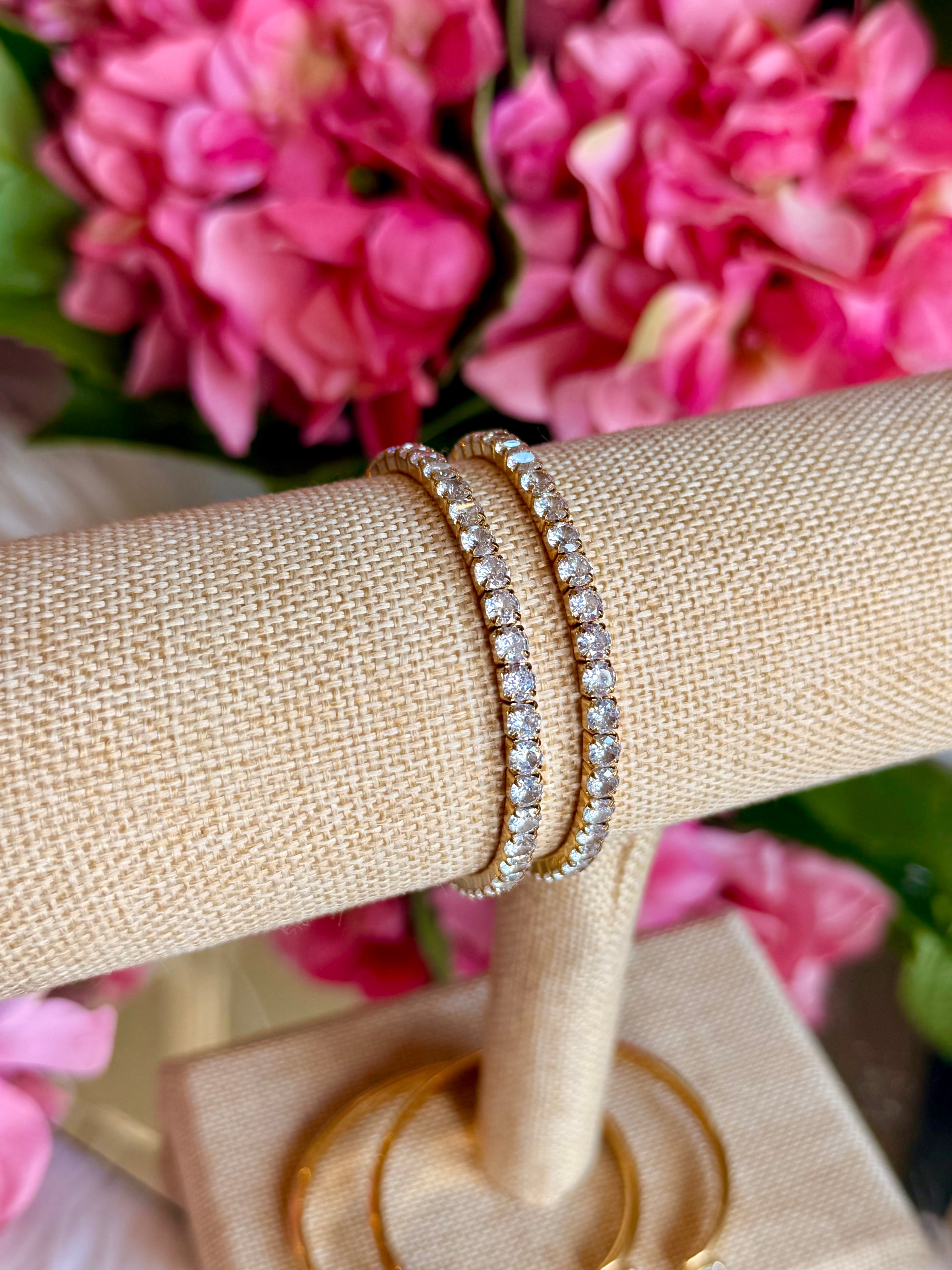 CHANSUTT Rhinestone Stretch Tennis Bracelet in Gold