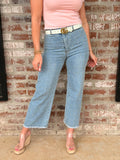 Silver Studded Crop Denim