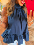 Halter Baby Doll Blouse in Navy