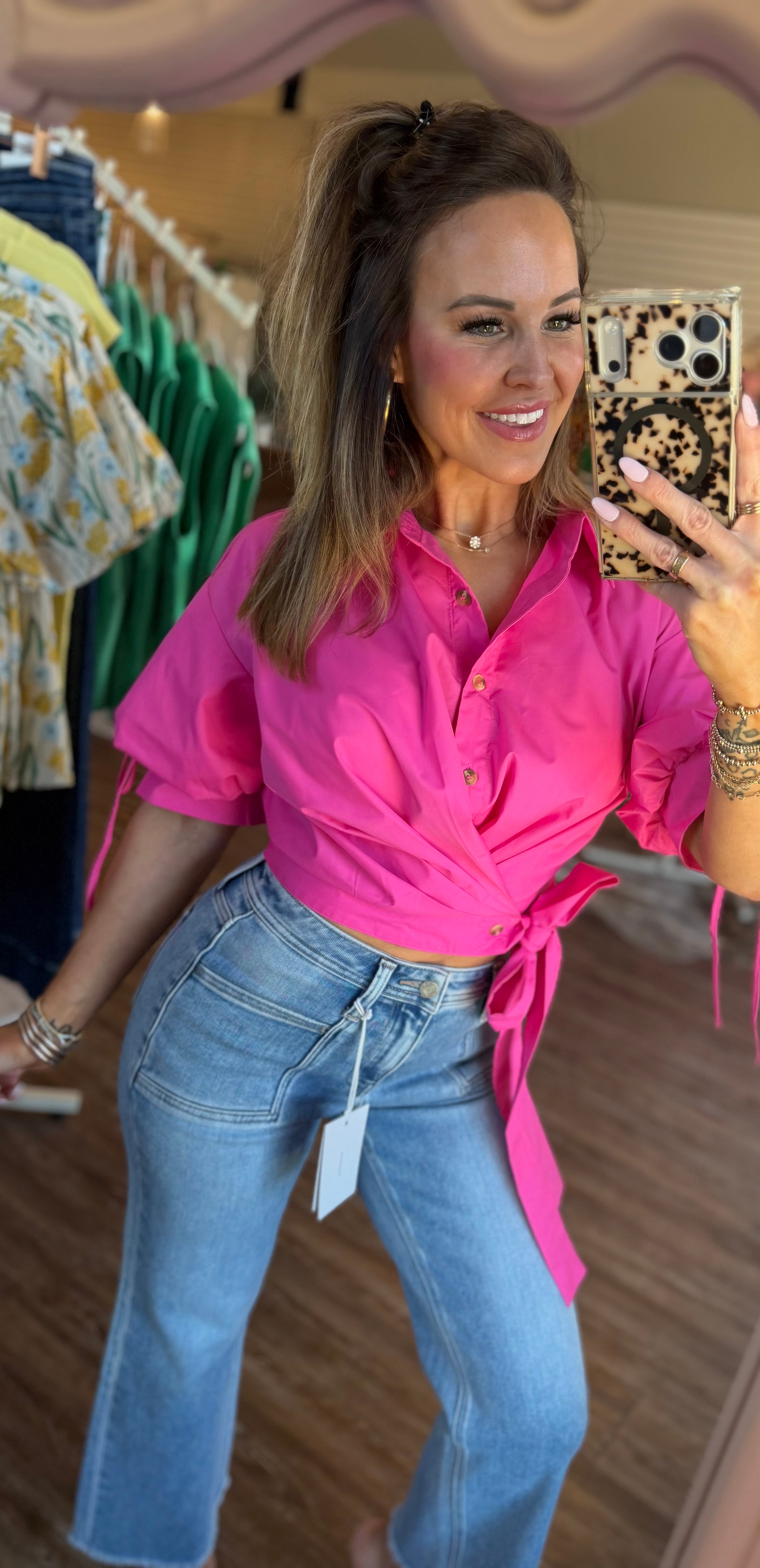 Gimme Personality Tie Waist Blouse in Pink