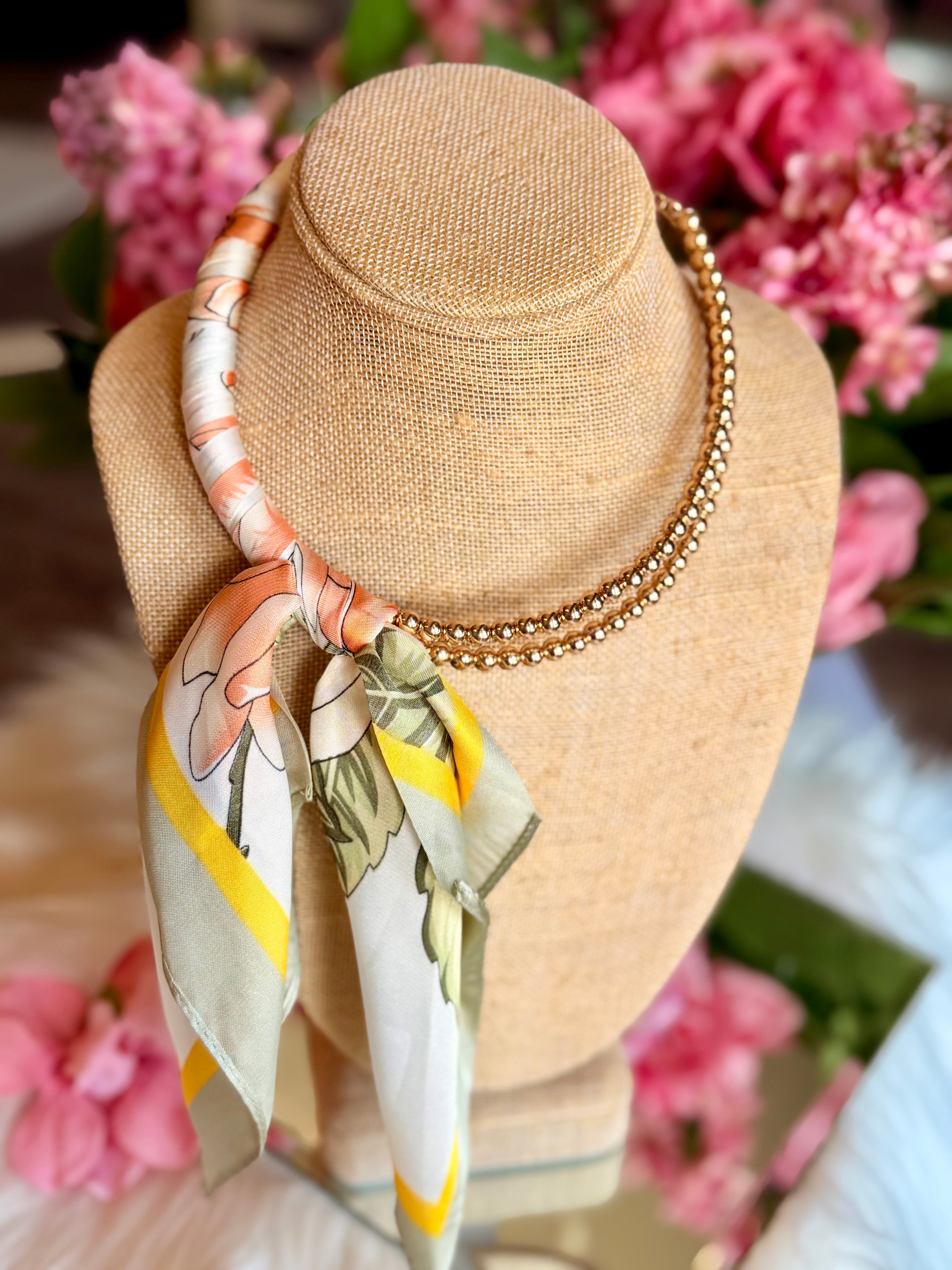 Scarf and Chain Necklace in Yellow