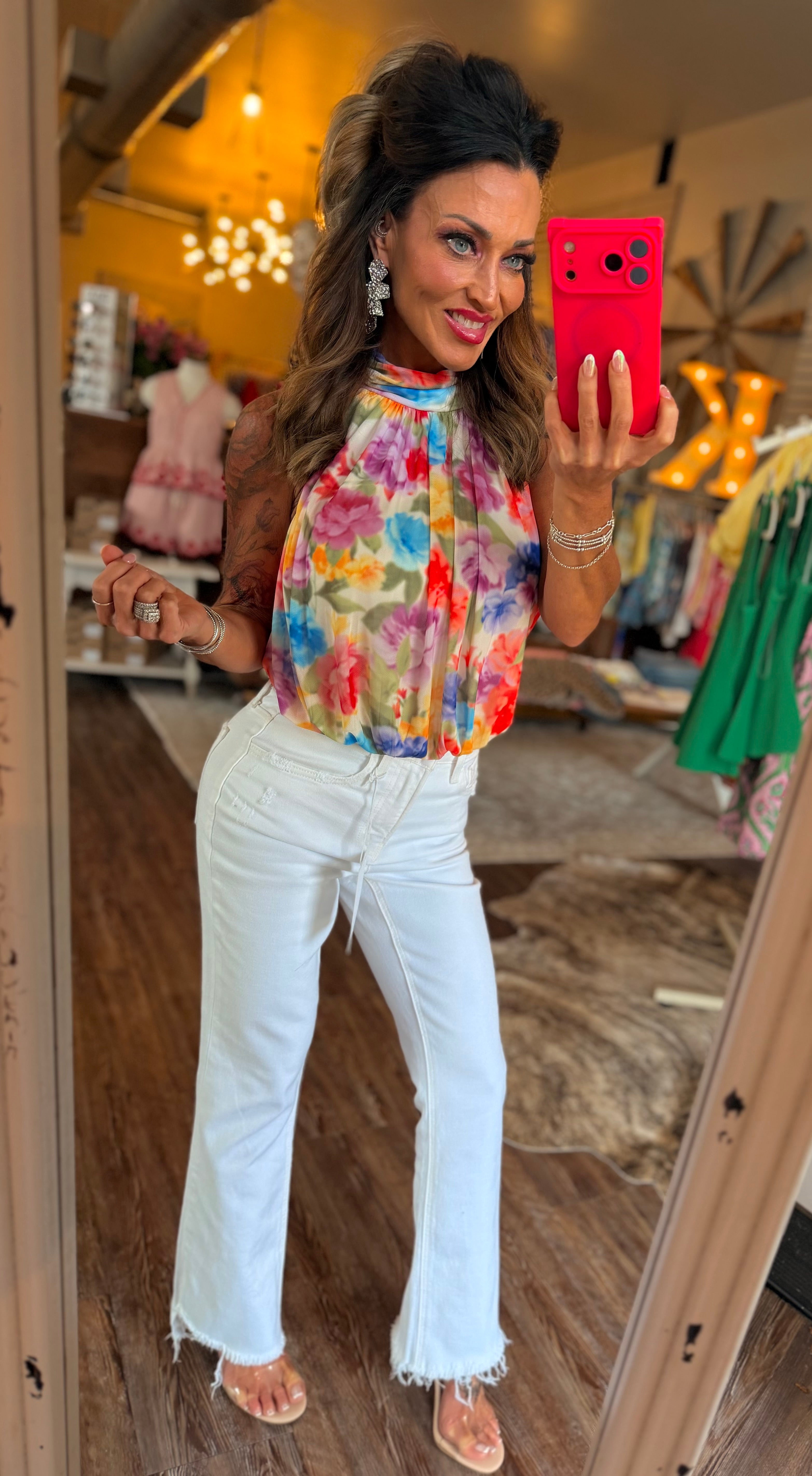 Bright Floral Halter Bodysuit