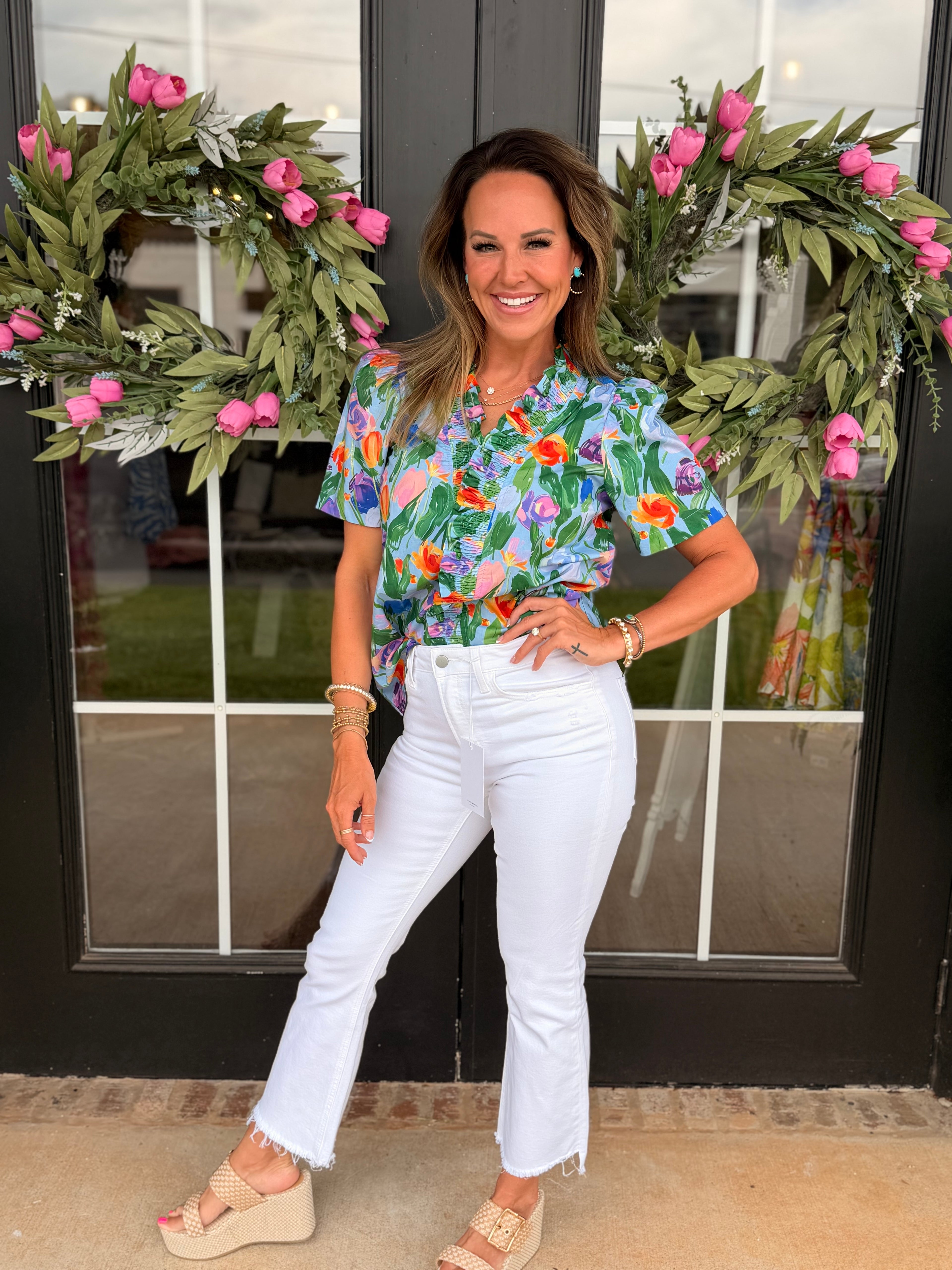 Summer Garden Ruffle Blouse