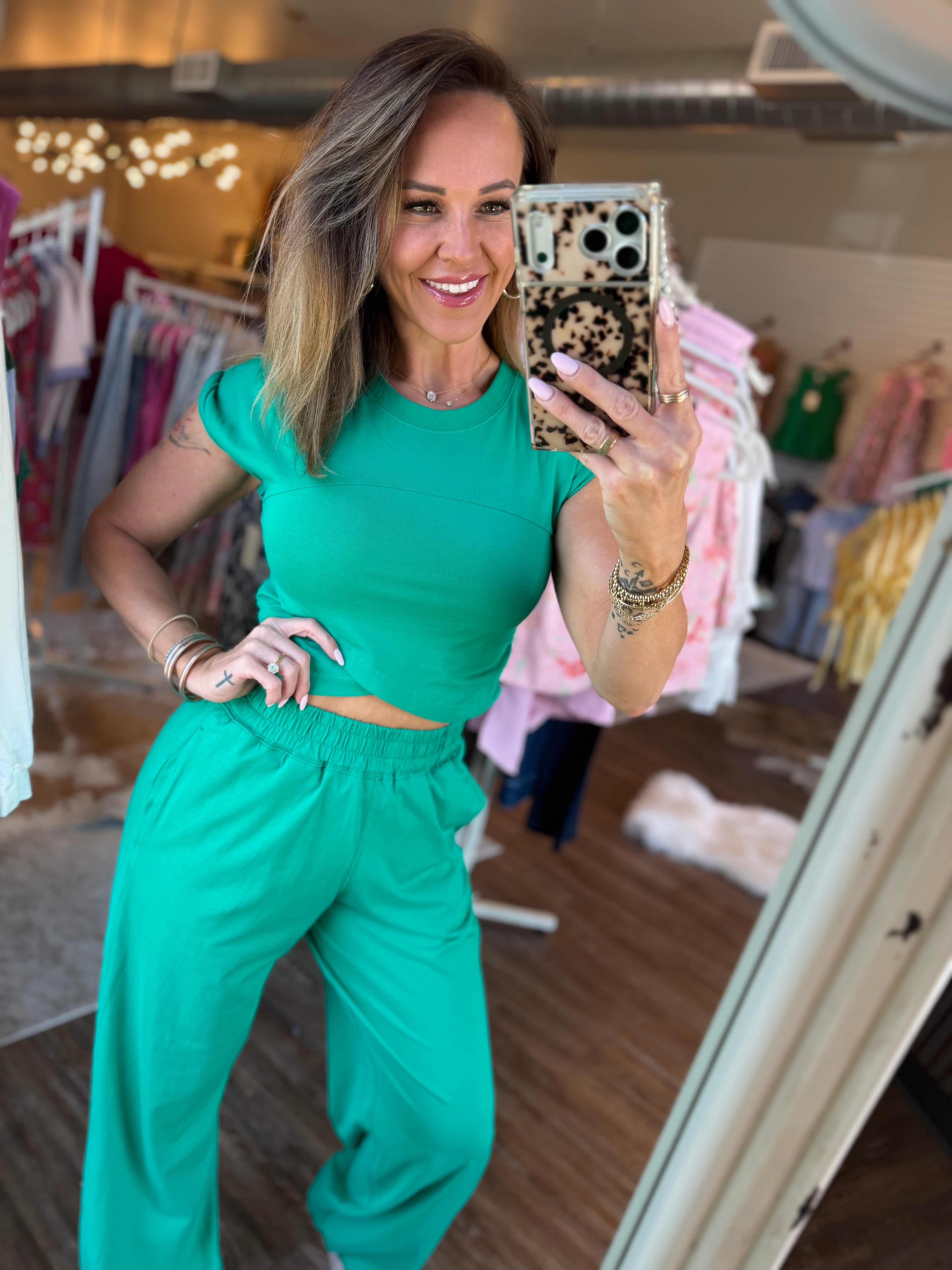 Dreamin of Geenie Pant Set in Emerald