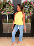 Halter Baby Doll Blouse in Yellow