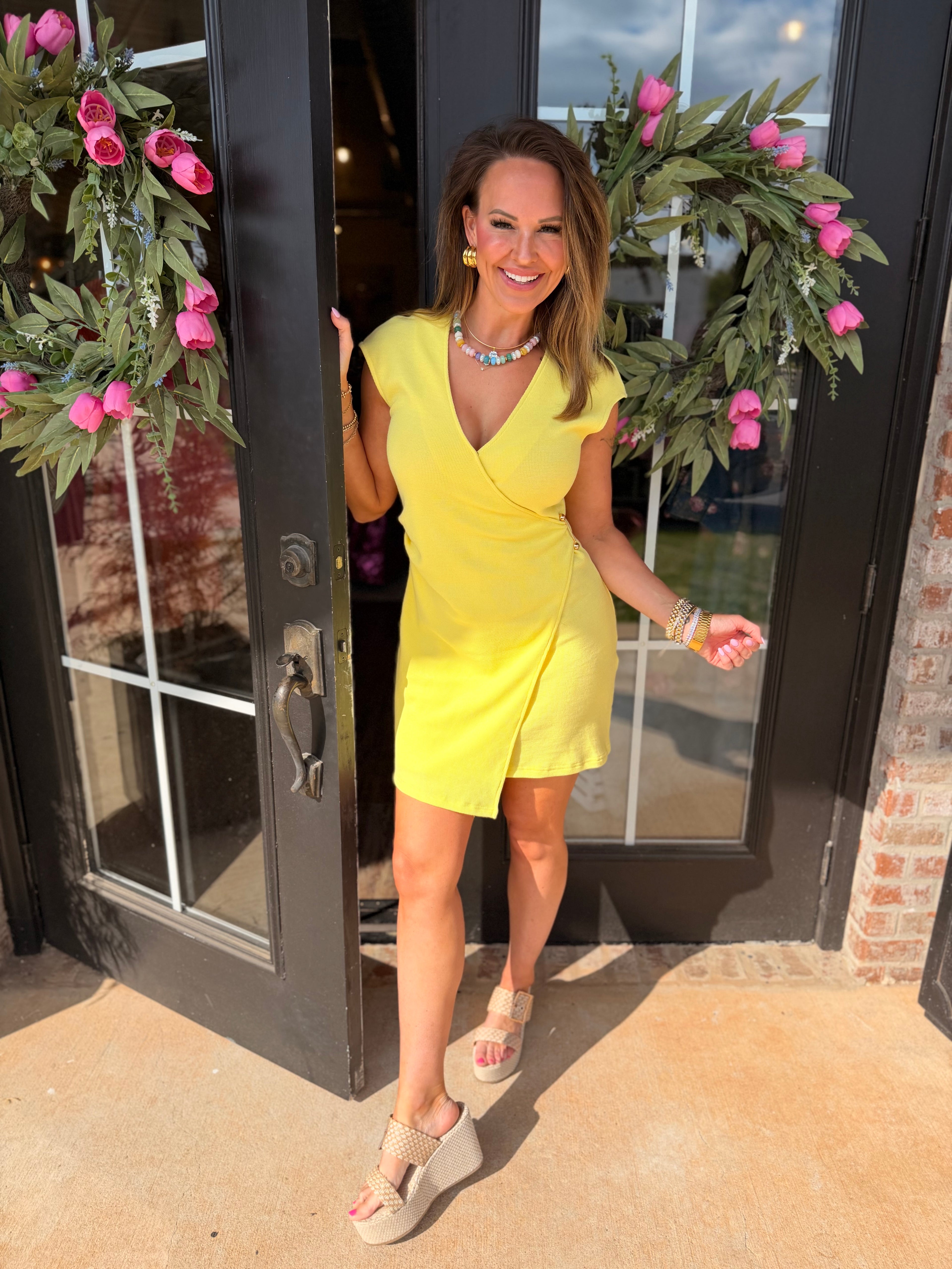 Wild Daisy Yellow Wrap Dress
