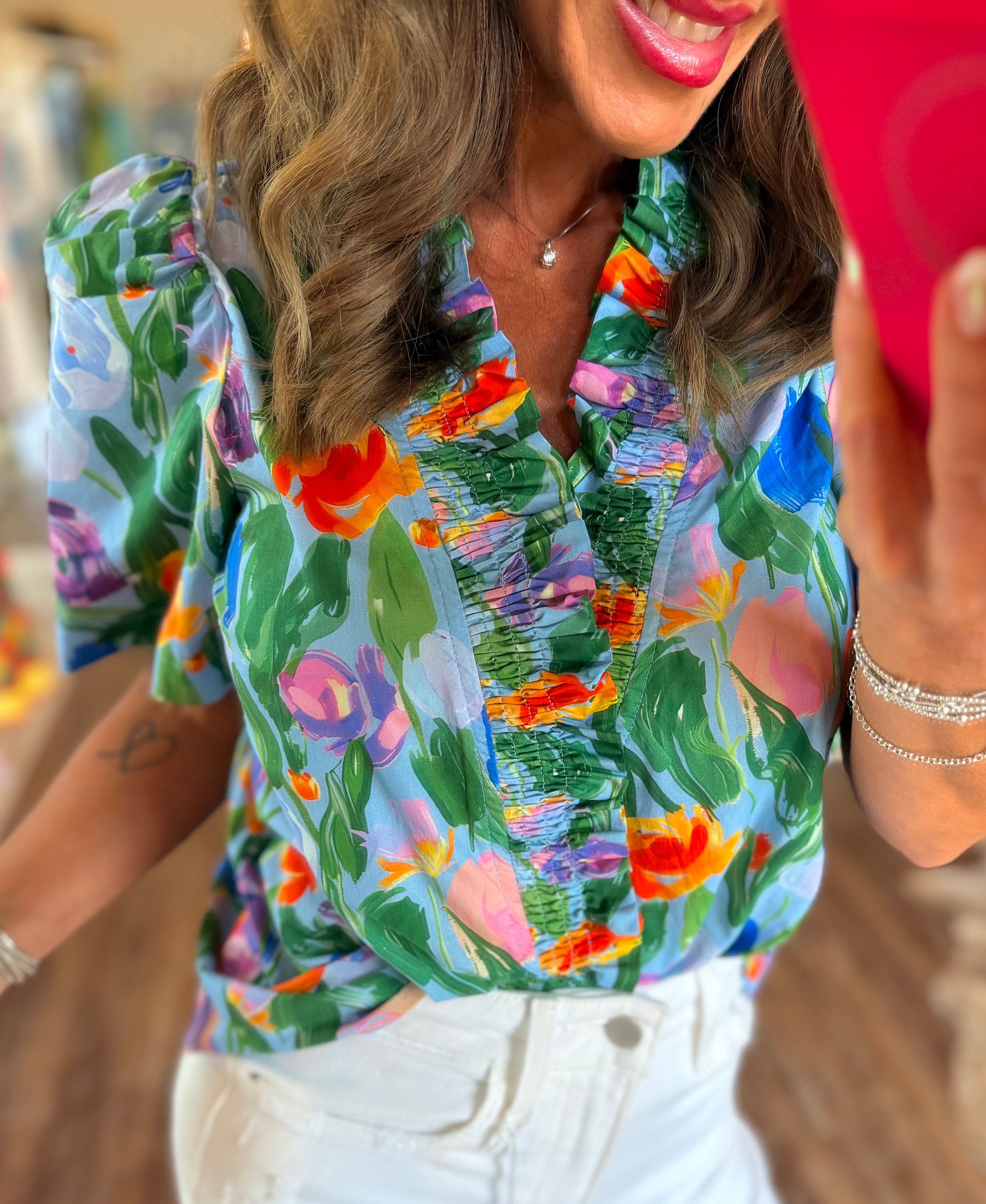 Summer Garden Ruffle Blouse