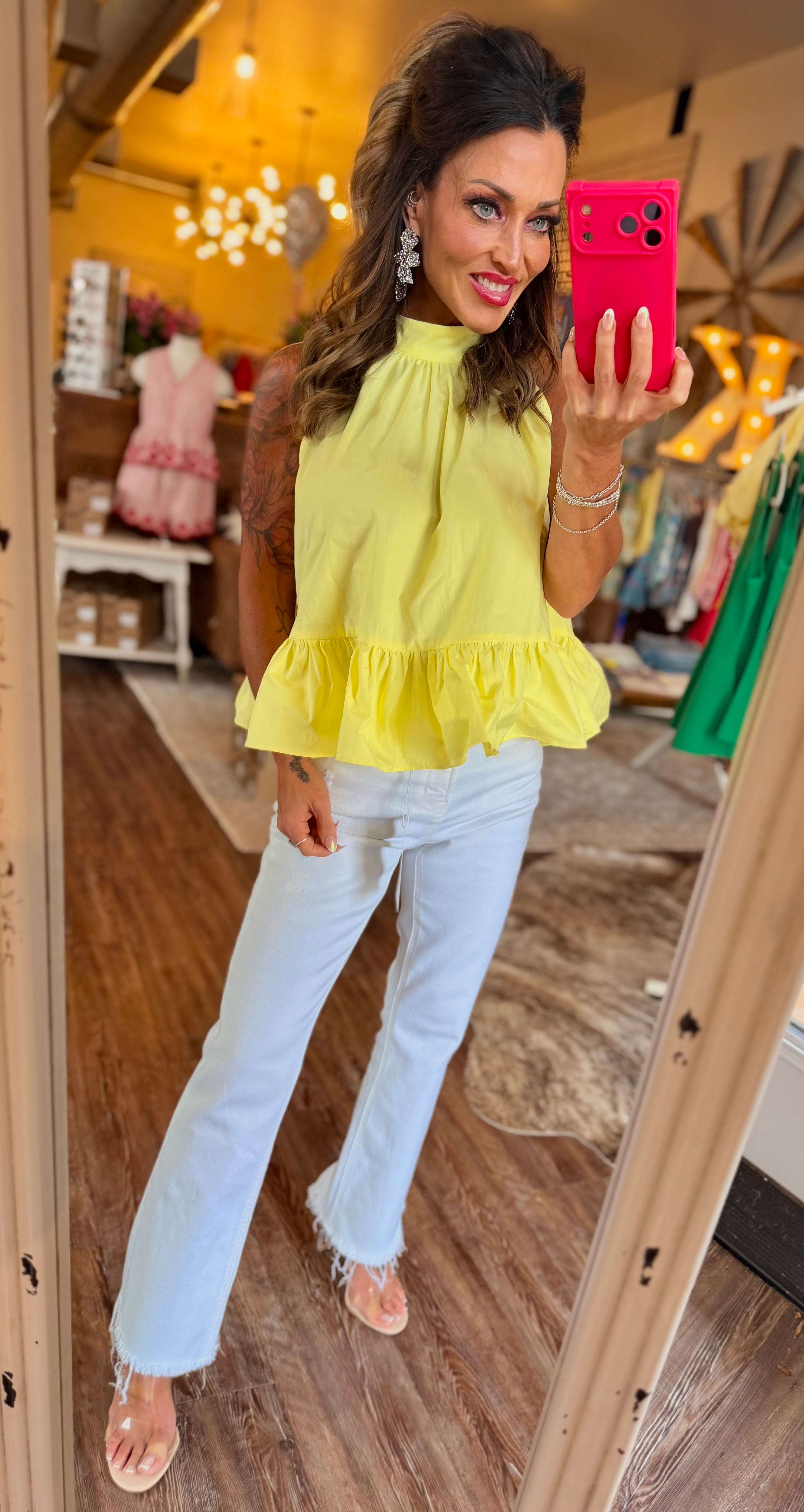 Halter Baby Doll Blouse in Yellow