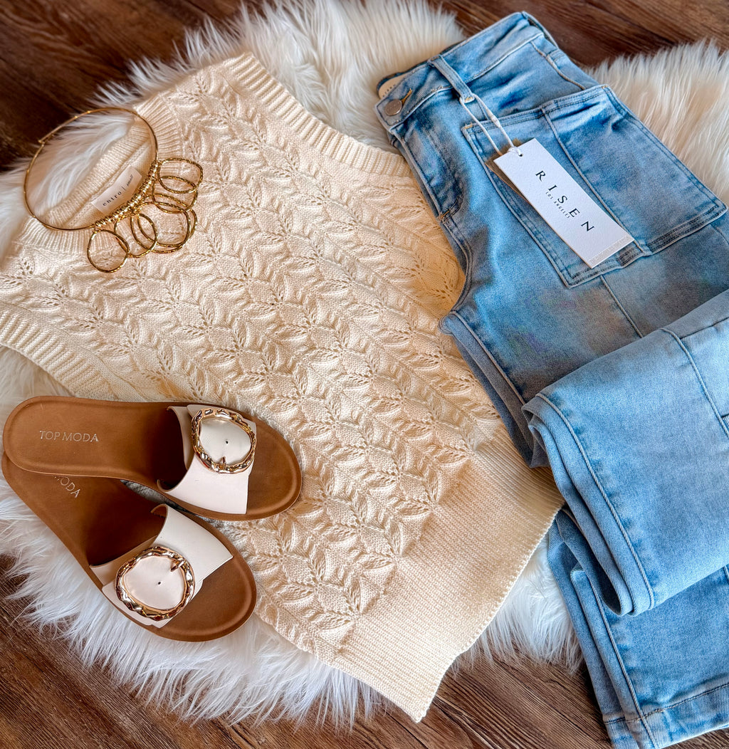 Cream Cable Knit Top