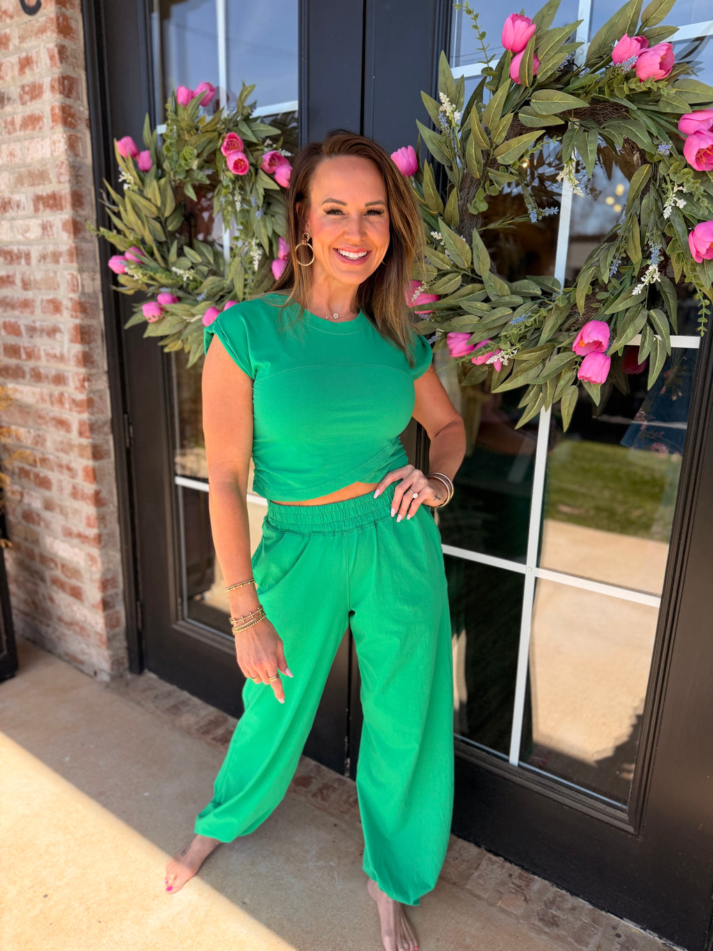 Dreamin of Geenie Pant Set in Emerald