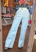 Just Black Denim Crop Wide Leg in White