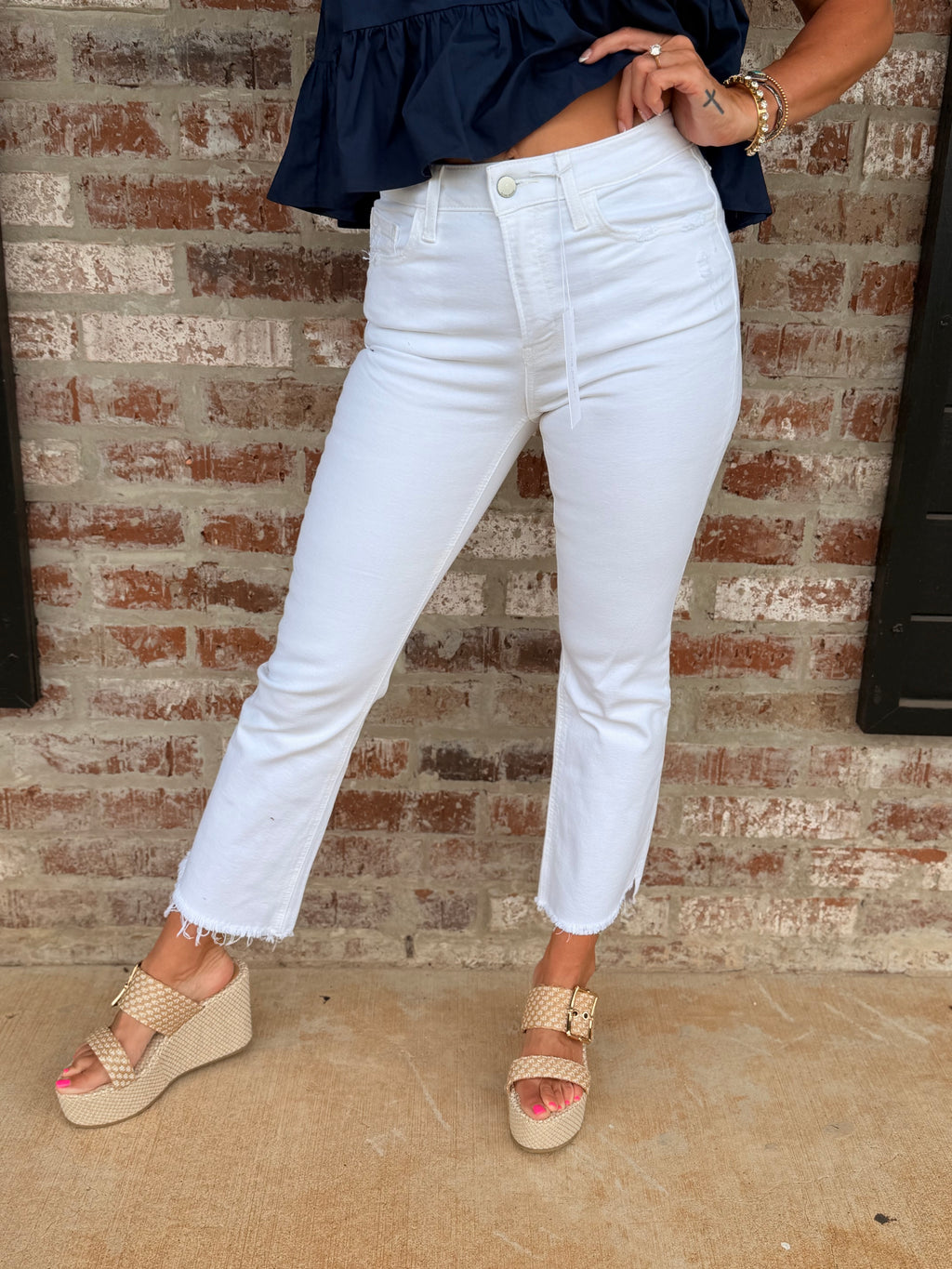 Flying Monkey Bright White Crop Denim