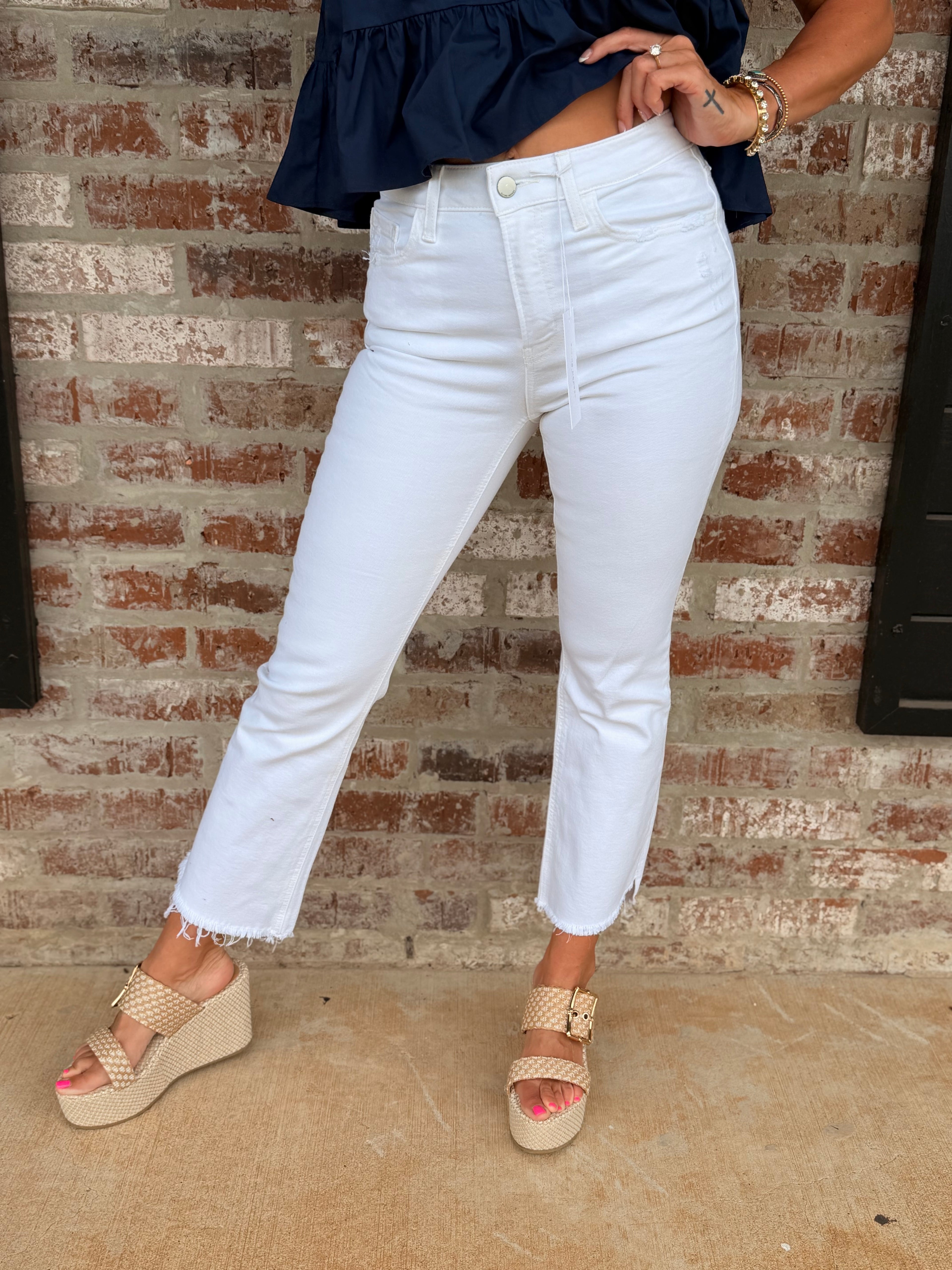 Flying Monkey Bright White Crop Denim