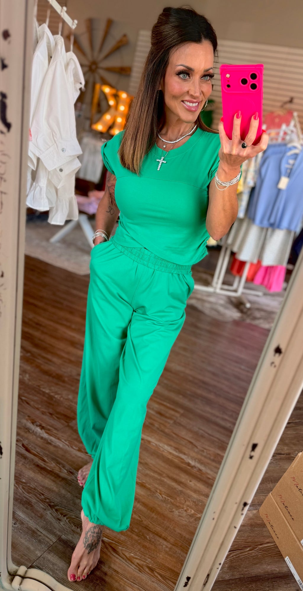 Dreamin of Geenie Pant Set in Emerald