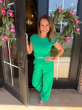 Dreamin of Geenie Pant Set in Emerald
