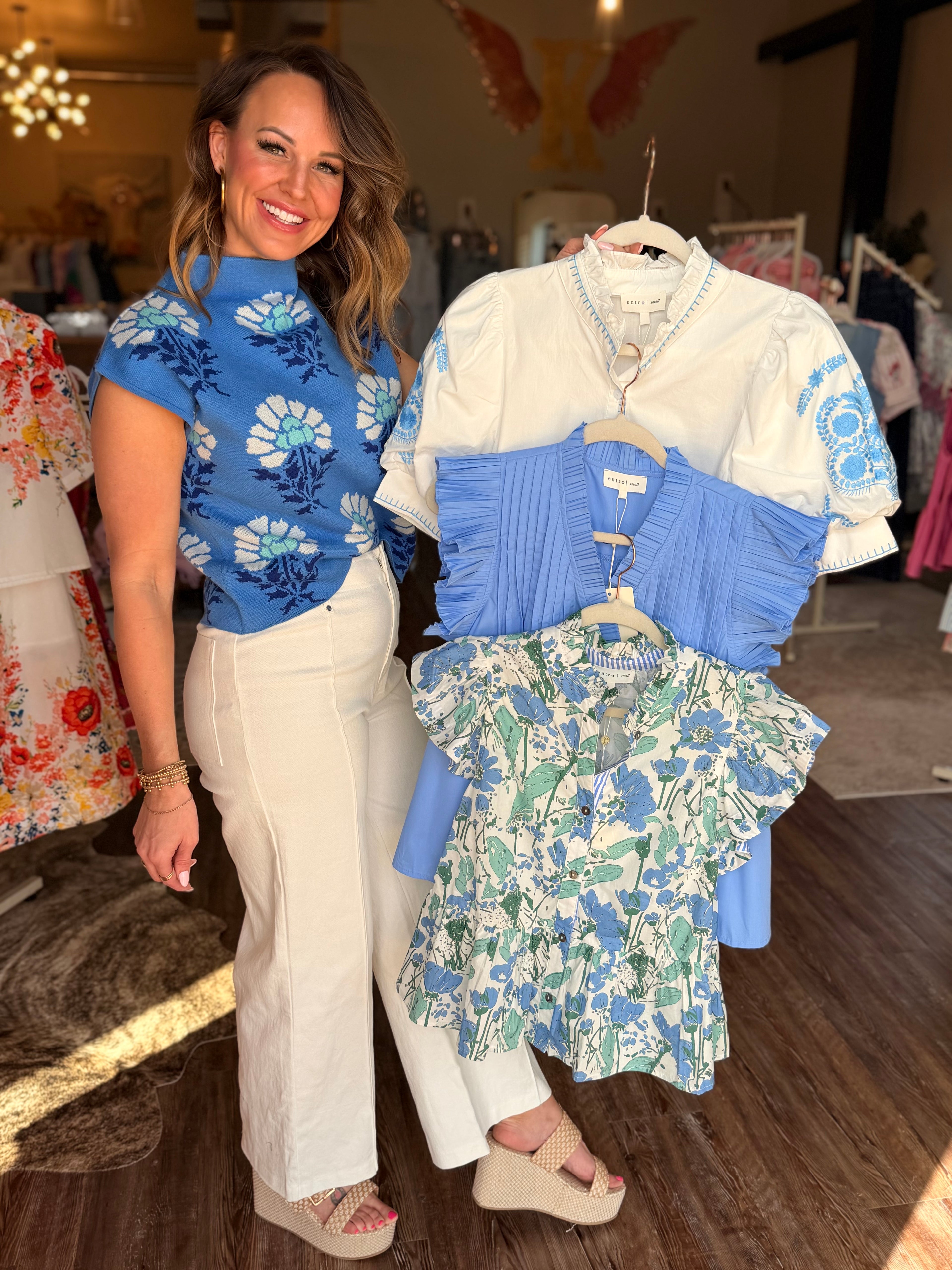 Flower of the Sea Top in Blue