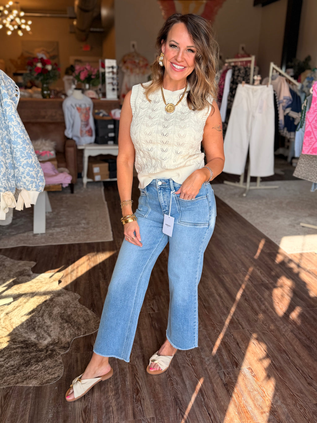 Cream Cable Knit Top