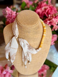 Scarf and Beads Necklace in Yellow