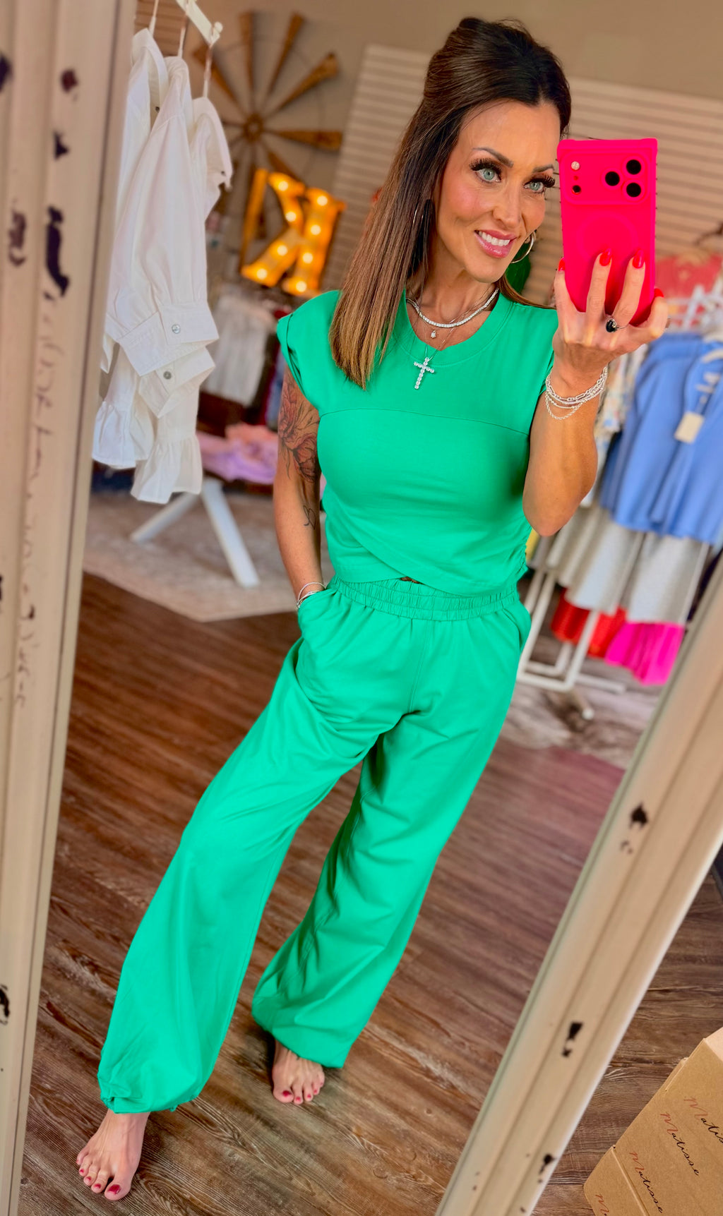 Dreamin of Geenie Pant Set in Emerald