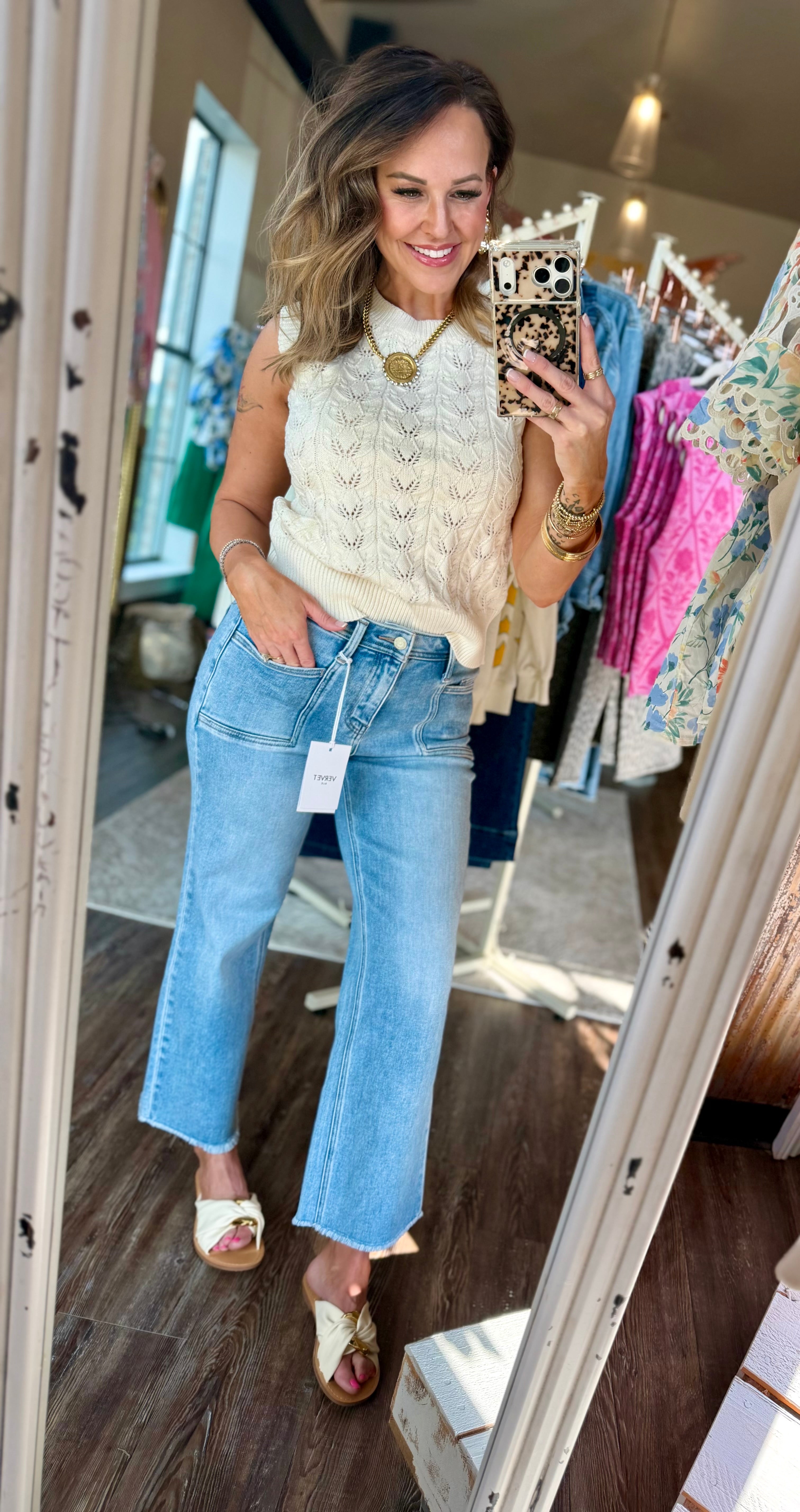Cream Cable Knit Top