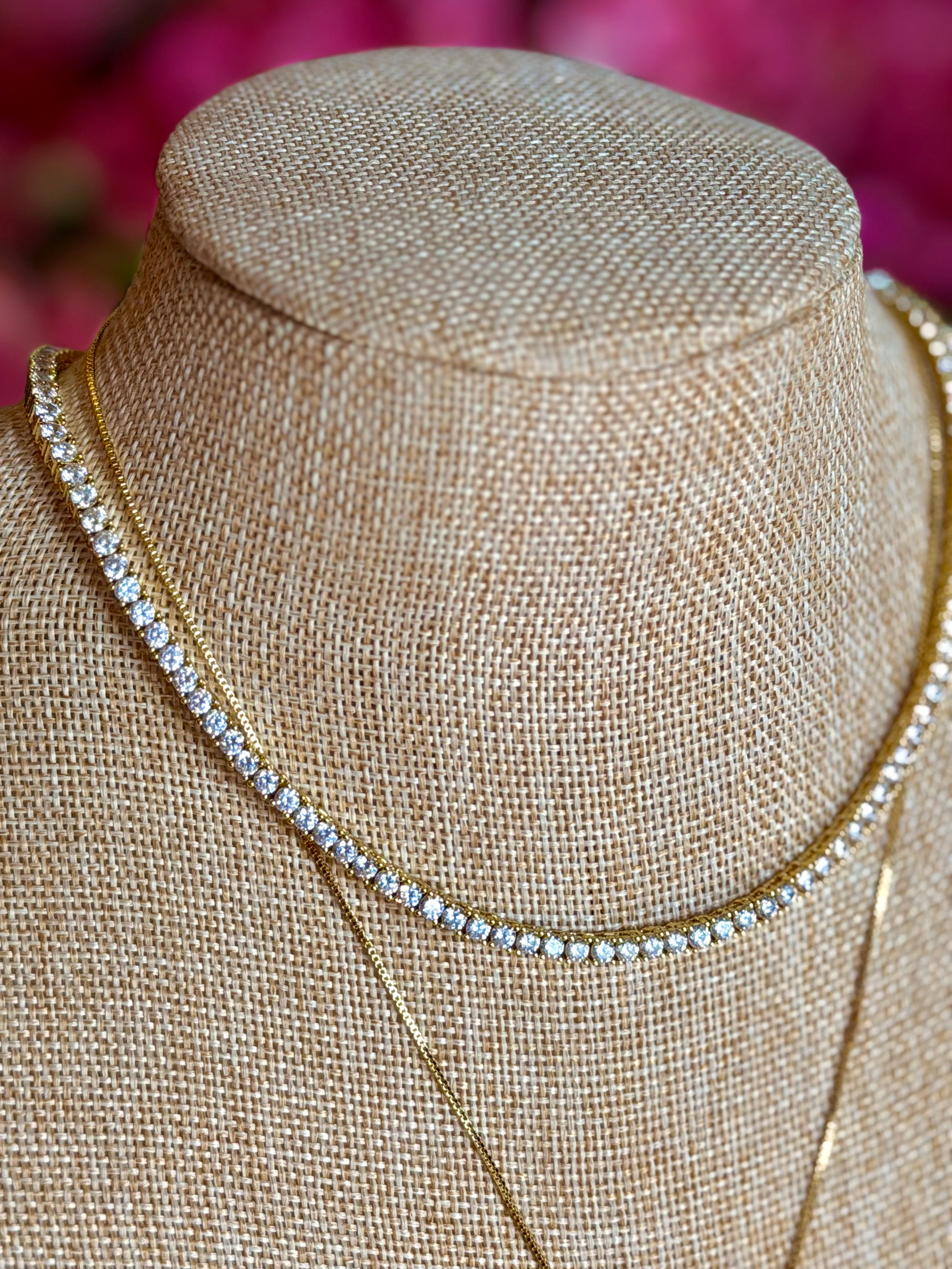 Landman Rhinestone Collar Necklace GOLD
