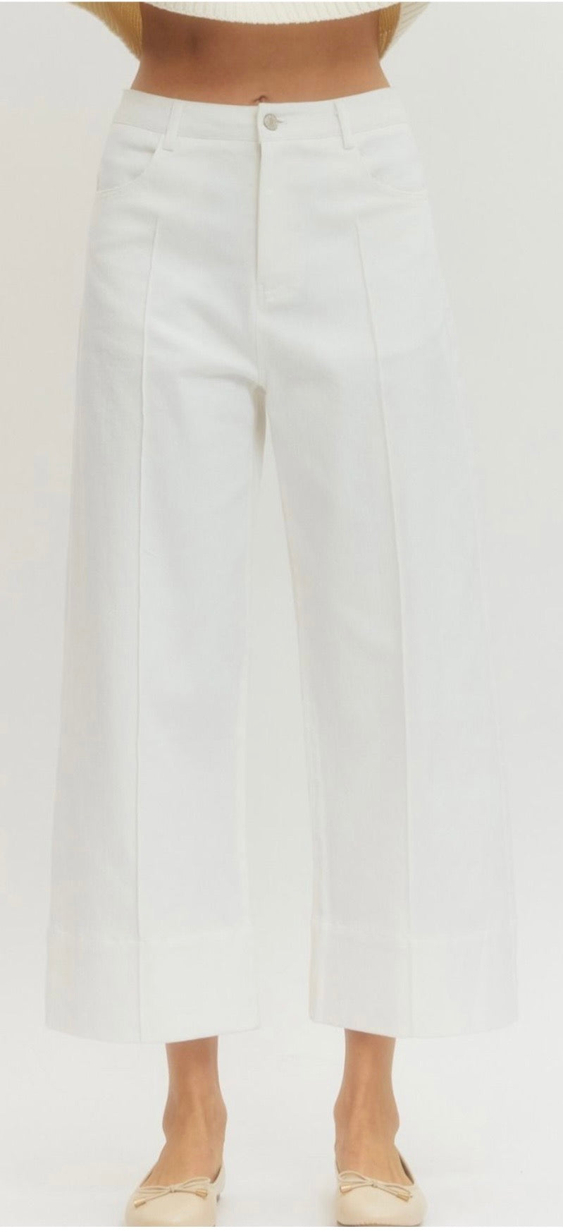Pintuck Crop Pant in Ivory
