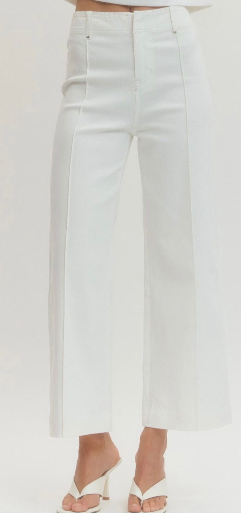 Pintuck Crop Pant in White