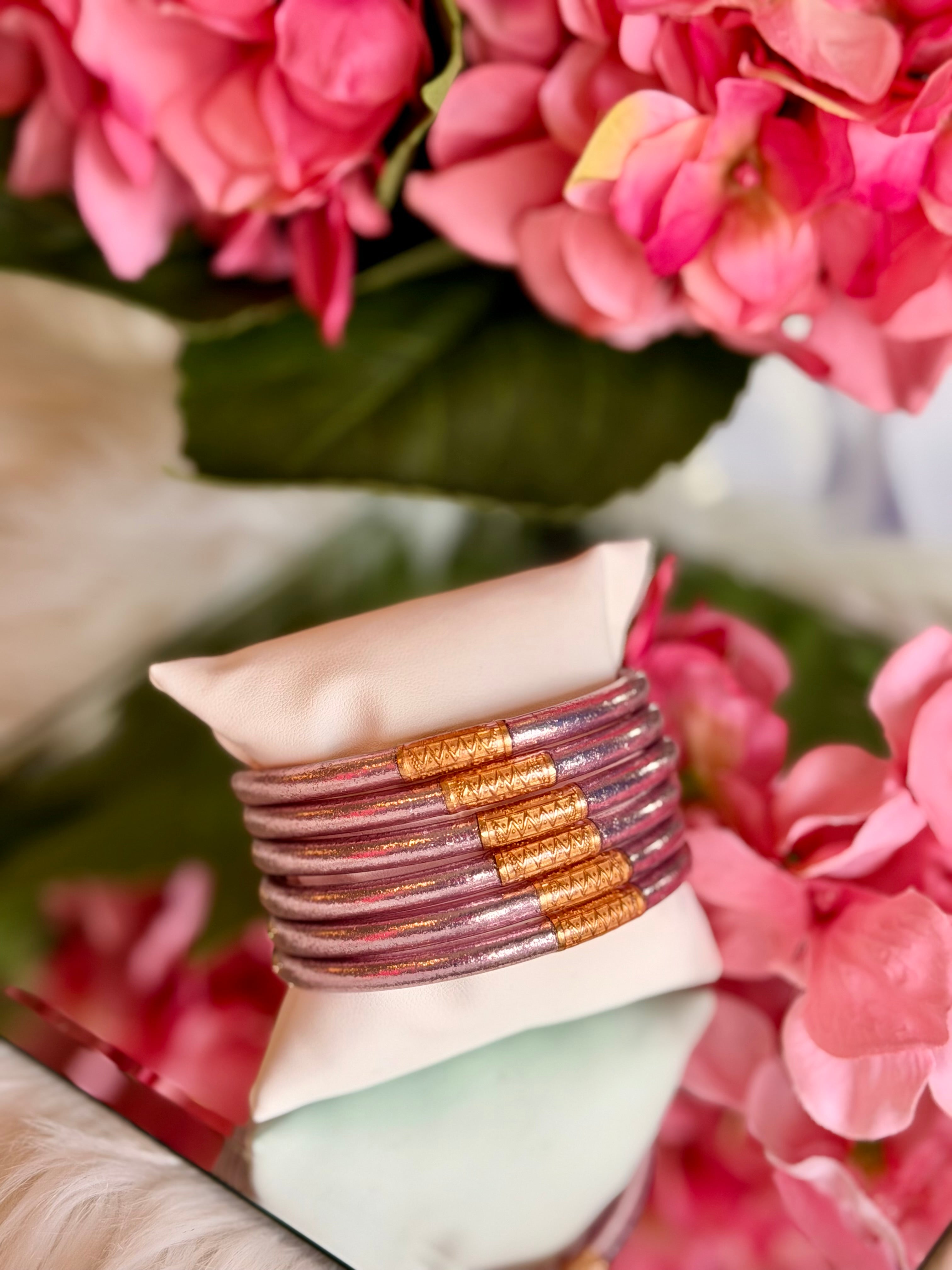 BuDhaGirl All Weather Bangles (6) in Ice Rose