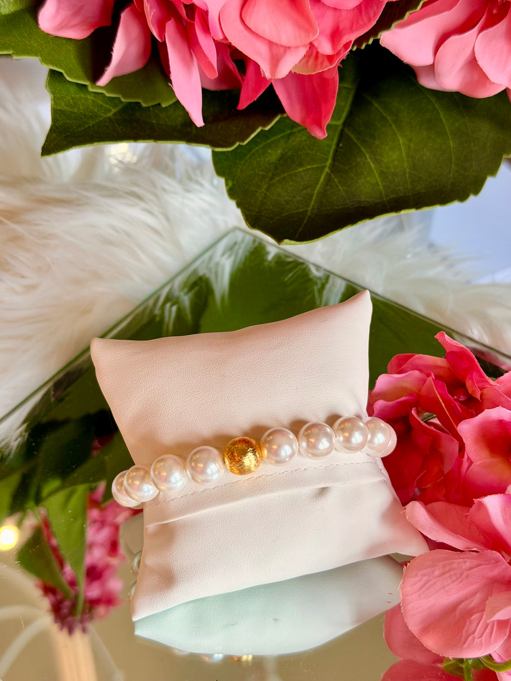 BuDhaGirl White Pearl Mala Beaded Bracelet