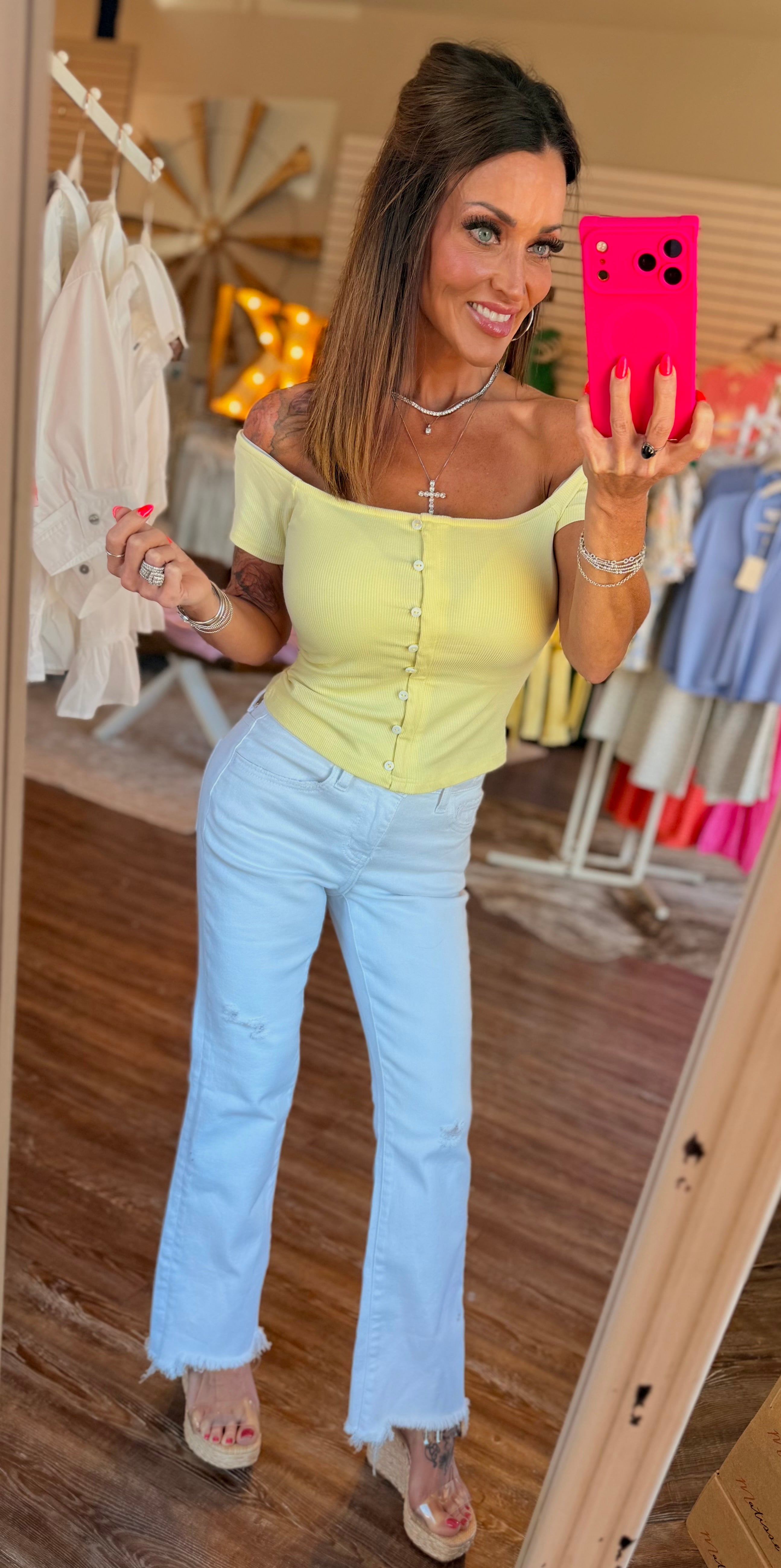 Day Lilly Yellow Off Shoulder Top