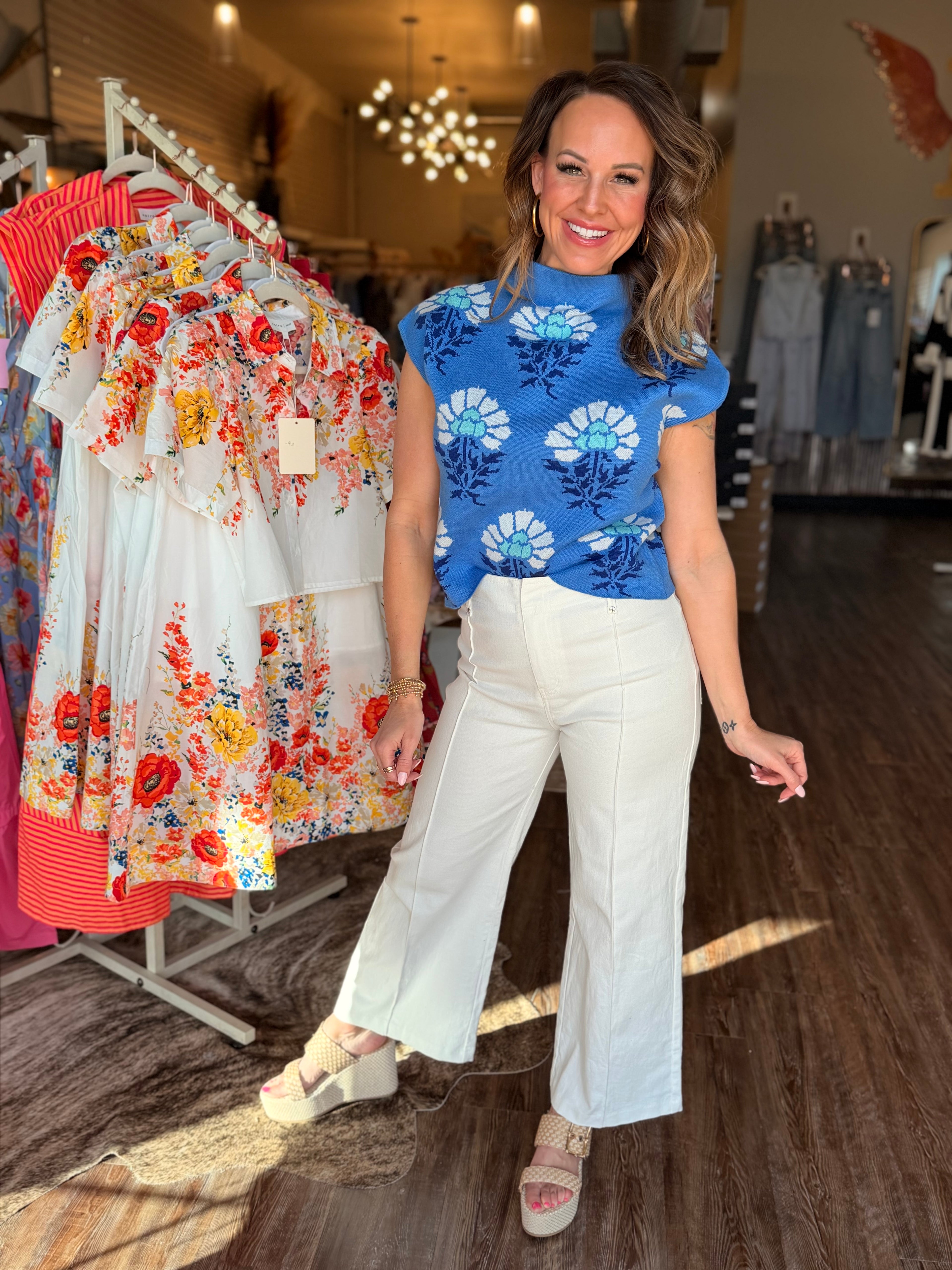 Flower of the Sea Top in Blue