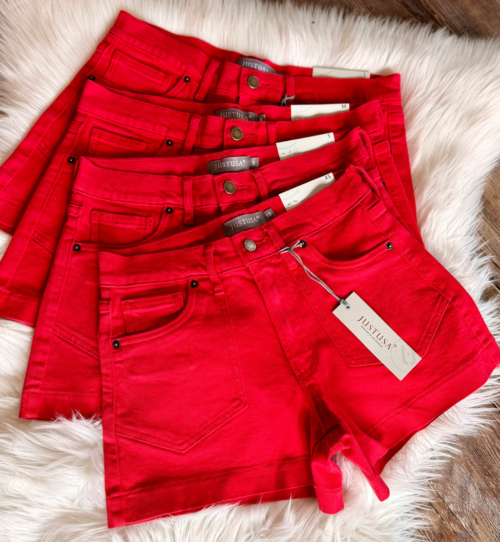 Just USA Denim Red Shorts